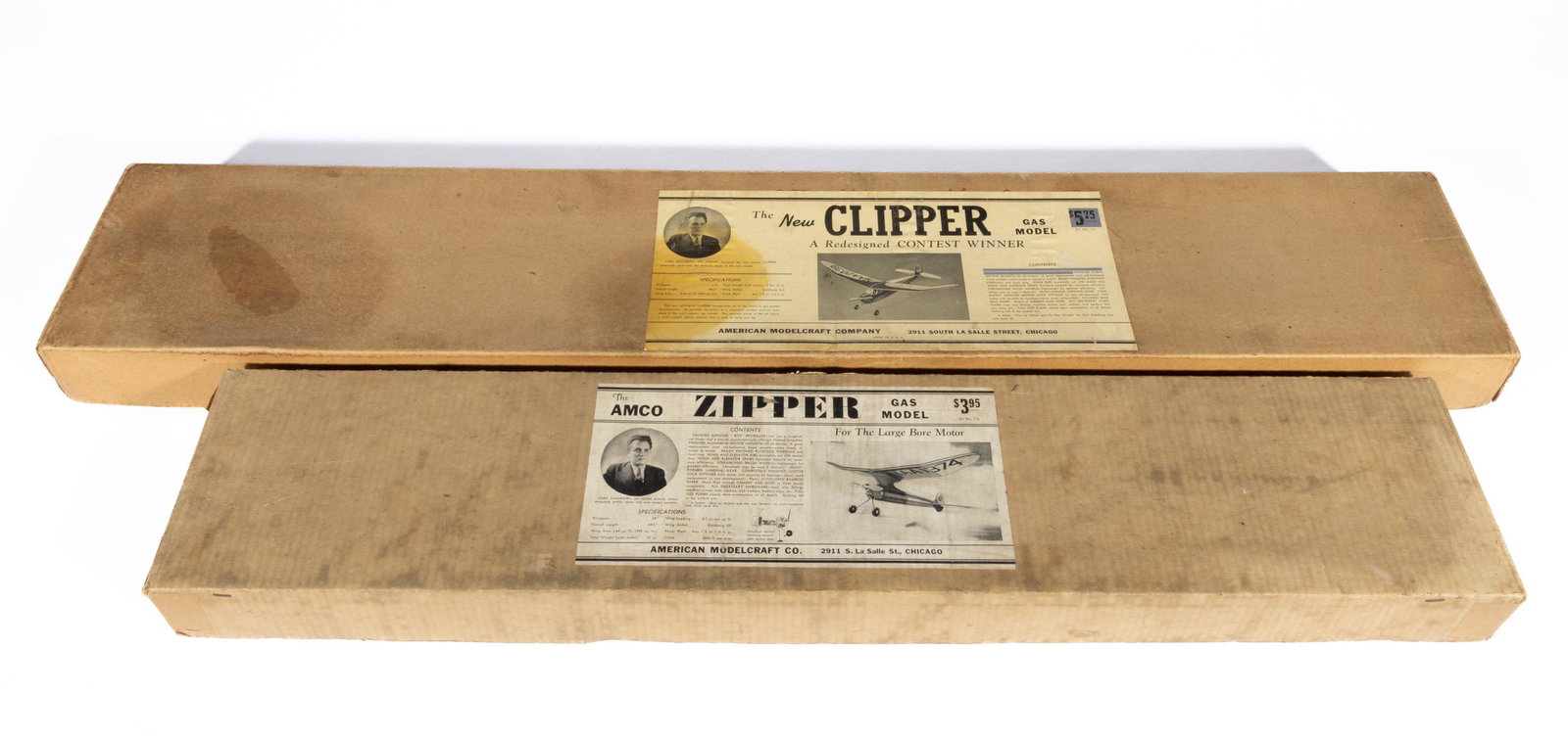 VINTAGE AMERICAN MODELCRAFT CO. (AMCO) AIRPLANE MODEL KITS, LOT OF TWO, (1 of 2)