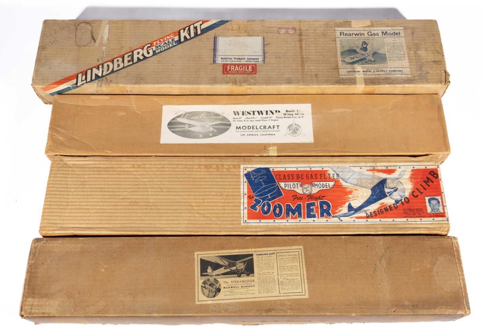 ASSORTED VINTAGE AIRPLANE MODEL KITS, LOT OF FOUR, (1 of 2)