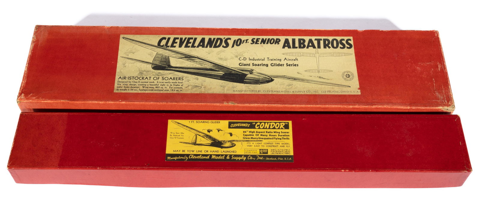 VINTAGE CLEVELAND GLIDER AIRPLANE MODEL KITS, LOT OF TWO, (1 of 2)