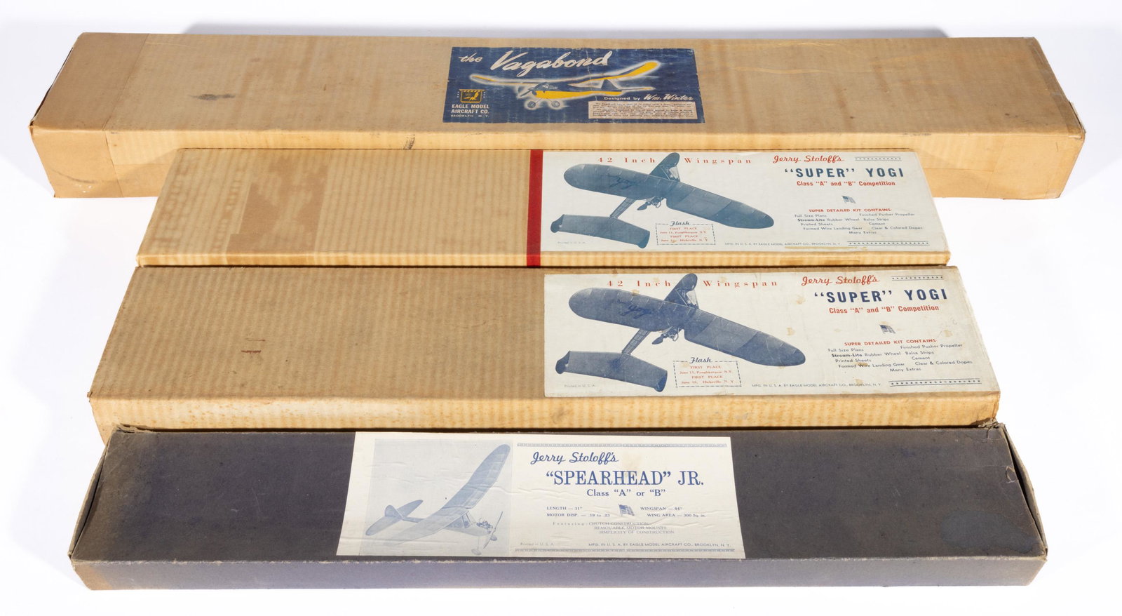VINTAGE EAGLE AIRPLANE MODEL KITS, LOT OF FOUR, (1 of 2)