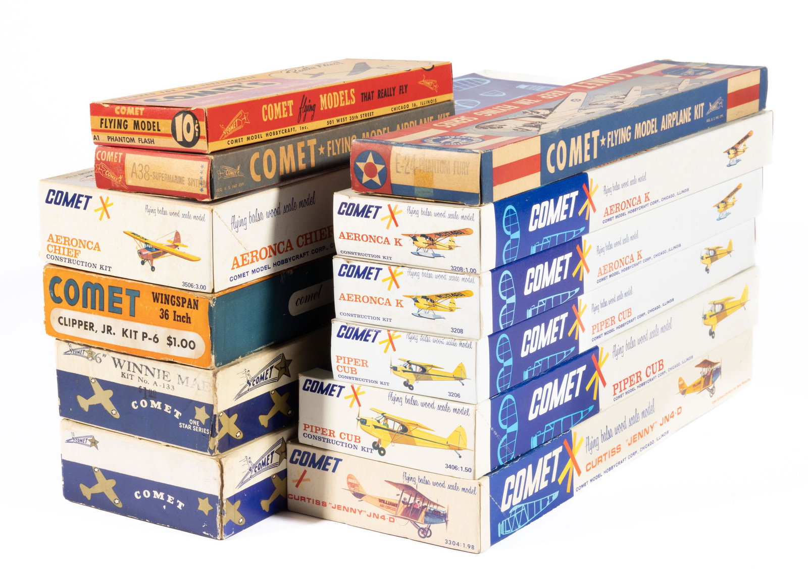VINTAGE COMET AIRPLANE MODEL KITS, LOT OF 12, (1 of 3)
