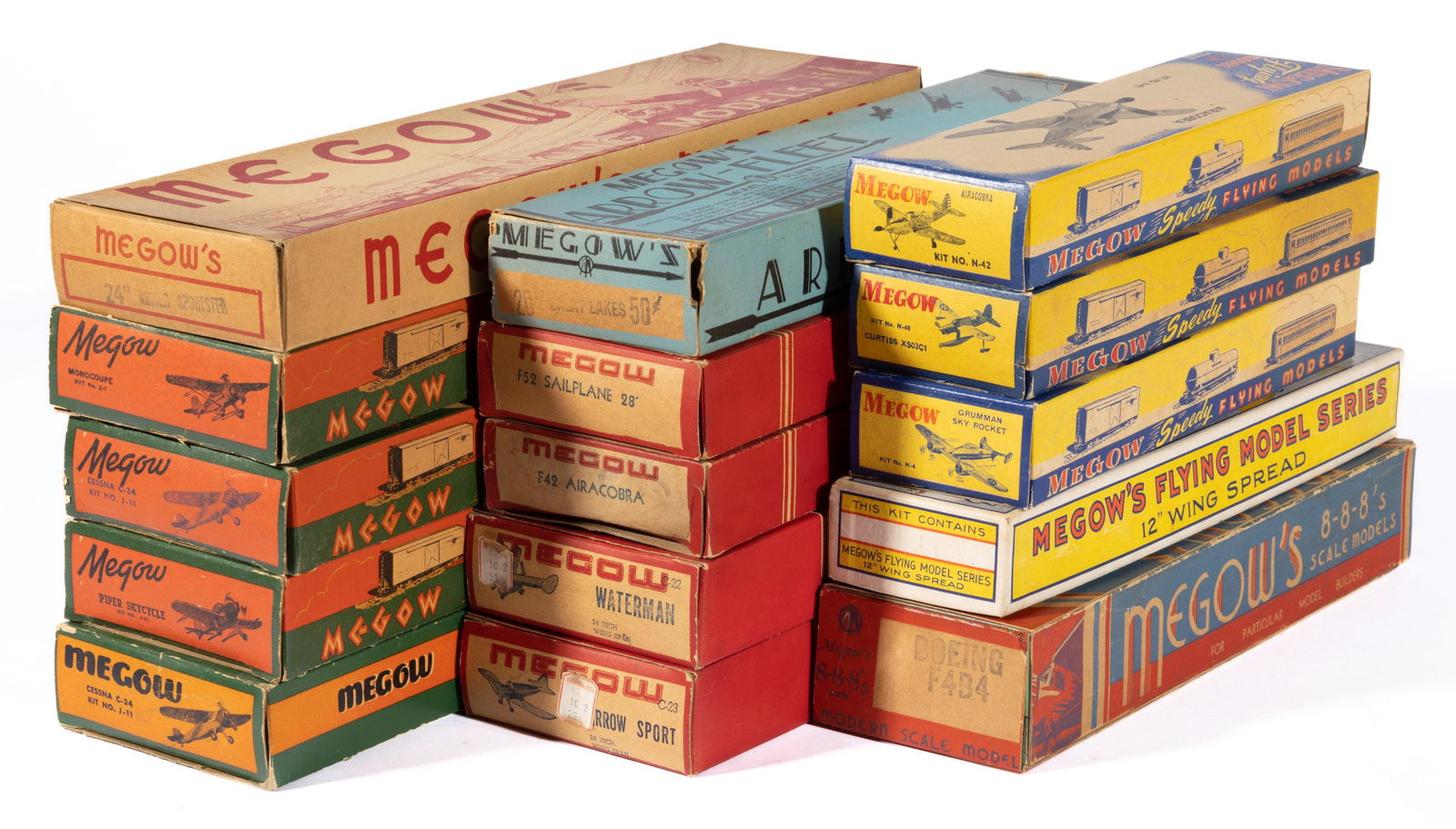 VINTAGE MEGOW AIRPLANE MODEL KITS, LOT OF 15, (1 of 4)