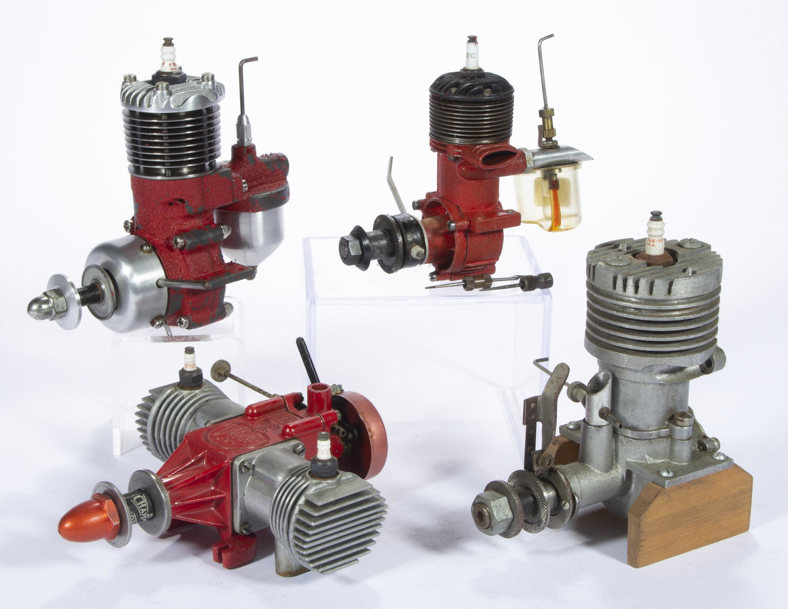 ASSORTED MANUFACTURERS MODEL AIRPLANE ENGINES, LOT OF FOUR, (1 of 2)