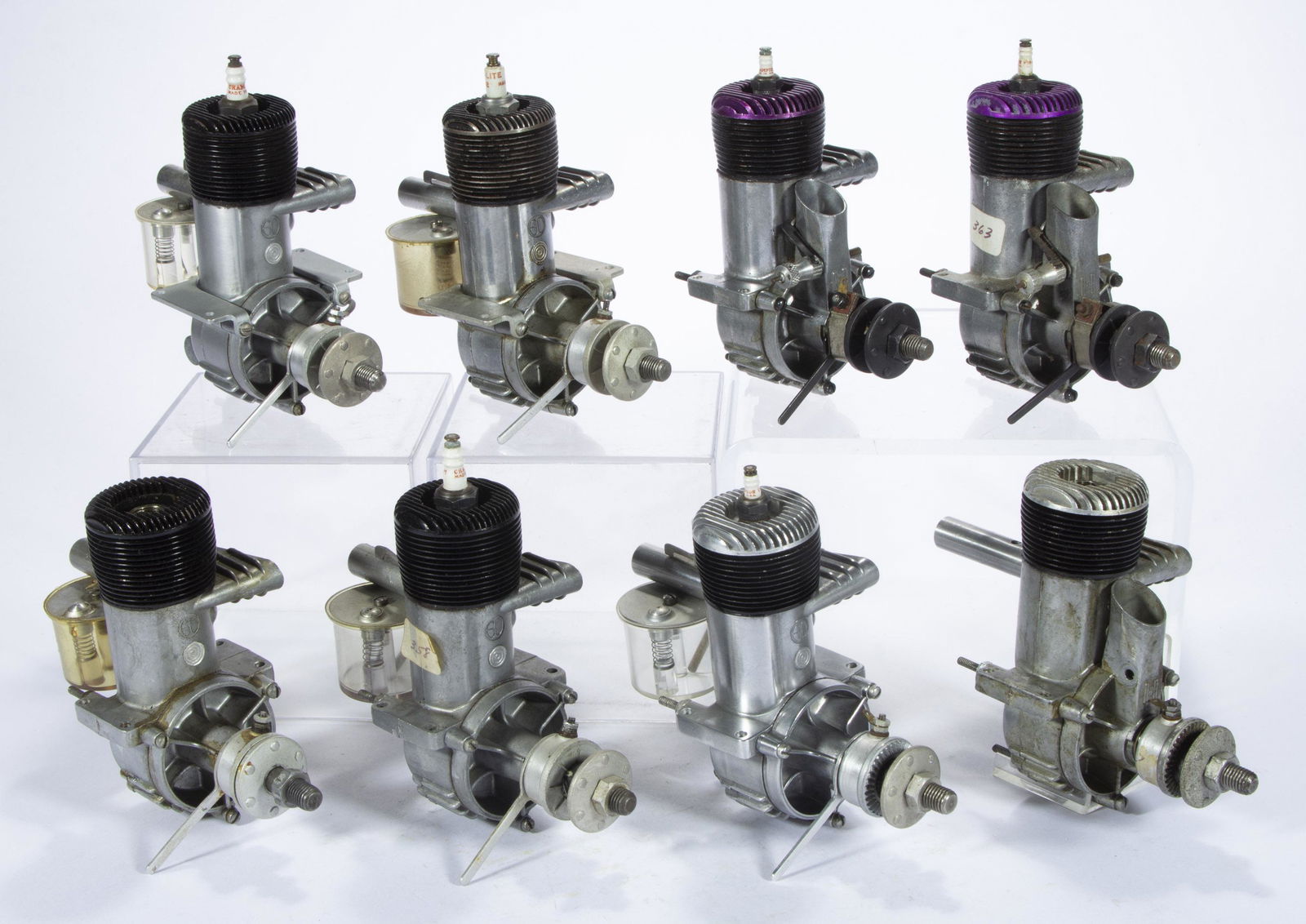 OHLSSON & RICE (O & R) ASSORTED MODEL "60" LATE 1940'S MODEL AIRPLANE ENGINES, LOT OF EIGHT, (1 of 2)