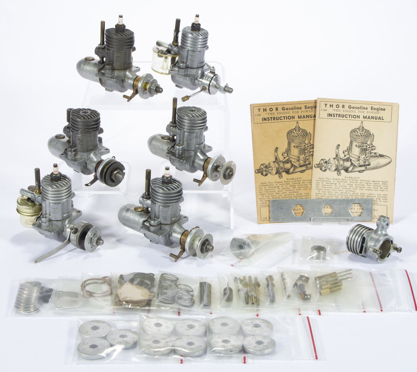 ASSORTED THOR AND RELATED MODEL AIRPLANE ENGINES AND PARTS, LOT OF APPROXIMATELY 23 ARTICLES, (1 of 4)