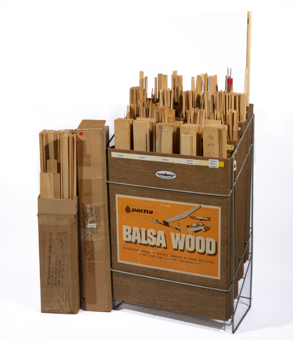 ASSORTED MODEL AIRPLANE UNUSED AND SCRAP BALSA WOOD, UNCOUNTED LOT, (1 of 1)