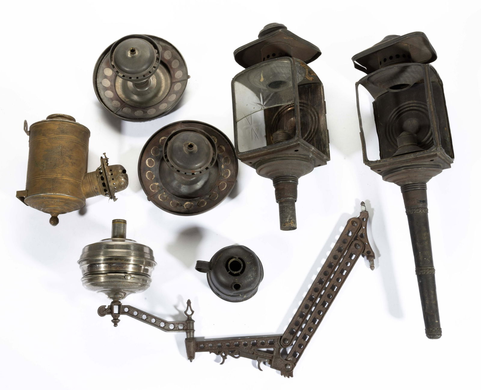 ASSORTED METAL AND SHEET-IRON / TIN LIGHTING ARTICLES, LOT OF SIX, (1 of 7)