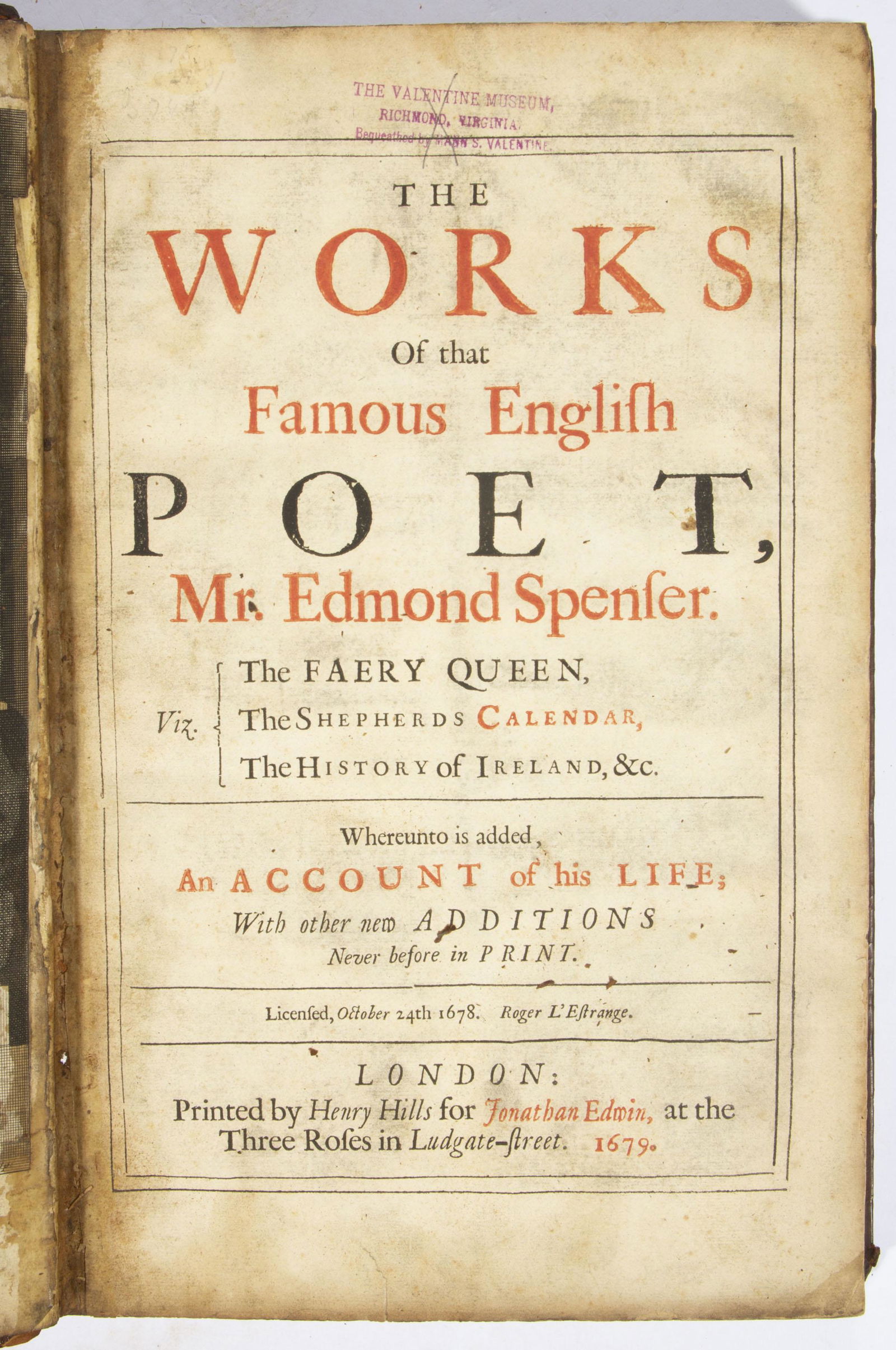 ANTIQUARIAN SPENSER'S WORKS LITERARY VOLUME, (1 of 2)