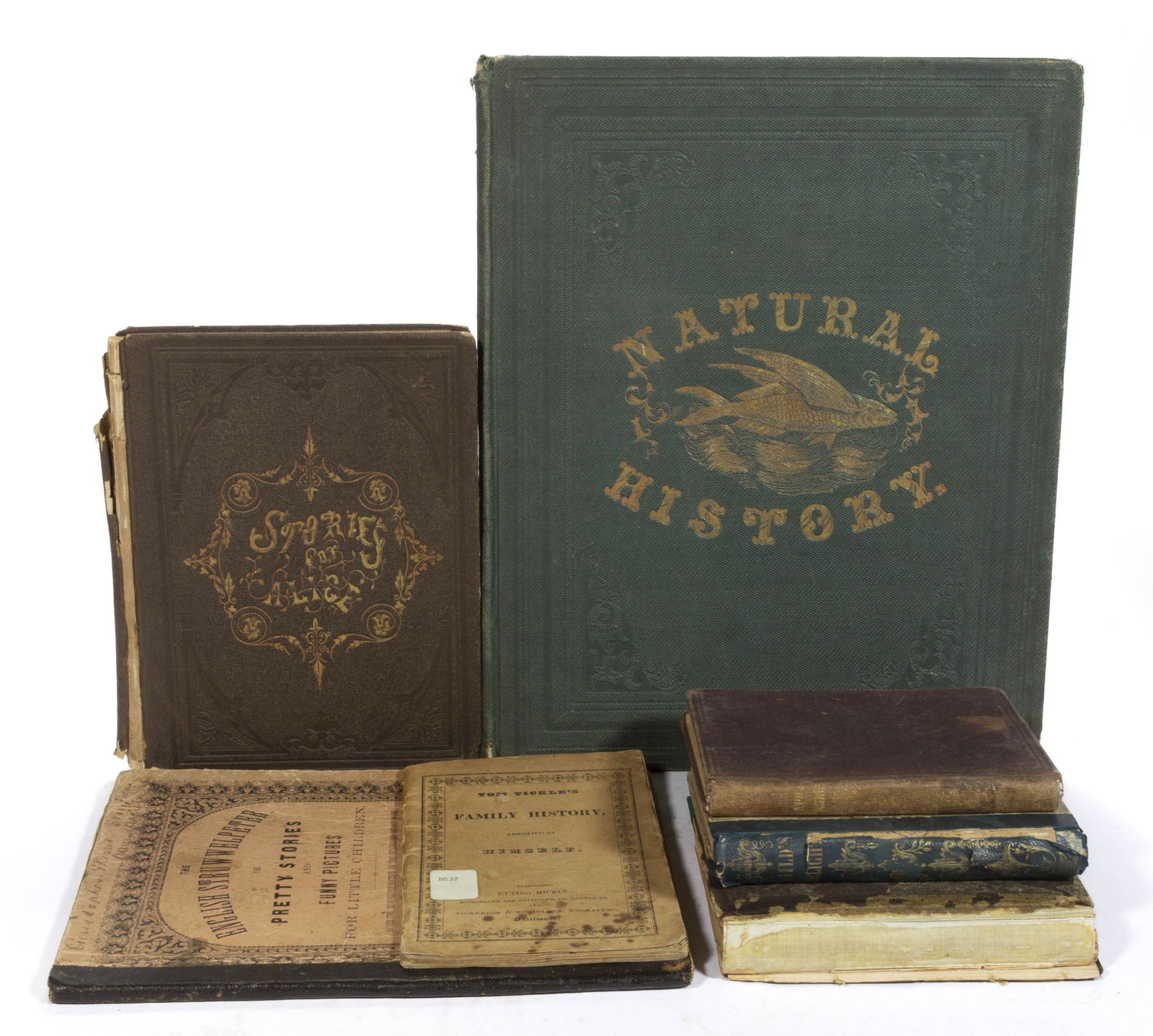 ANTIQUARIAN HAND-COLORED ILLUSTRATION CHILDREN'S BOOKS, LOT OF SEVEN, (1 of 1)