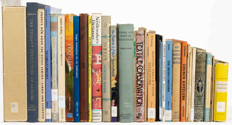 ASSORTED NEEDLEWORK, SEWING, AND TEXTILE REFERENCE VOLUMES AND
