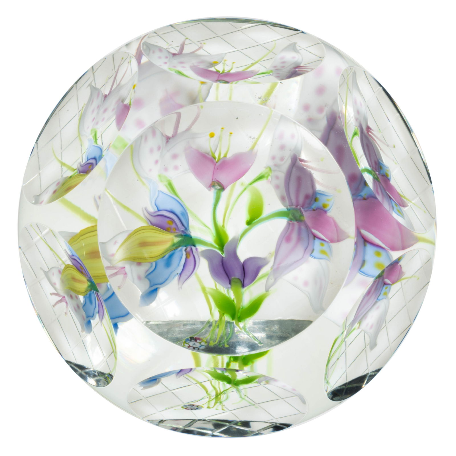 ALLAN SCOTT (SCOTTISH XX/XXI) TROPICAL PARADISE LAMPWORK PAPERWEIGHT, (1 of 2)