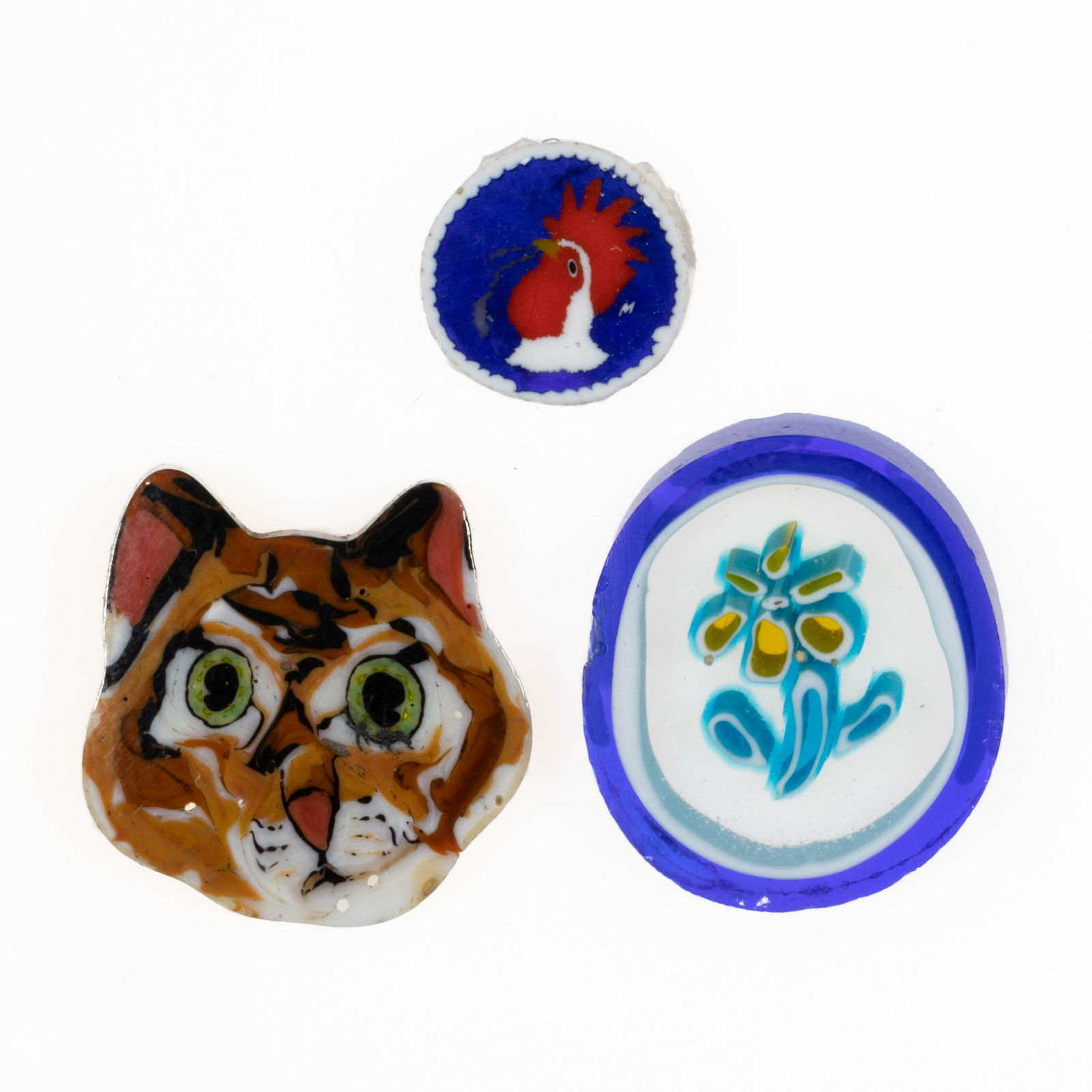 ASSORTED MURRINE GLASS COINS, LOT OF THREE, (1 of 2)