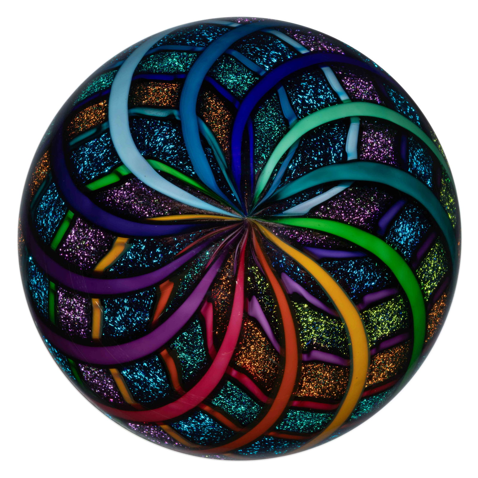 JAMES ALLOWAY (AMERICAN, B. 1957) RAINBOW RETTI SWIRLED PAPERWEIGHT, (1 of 2)