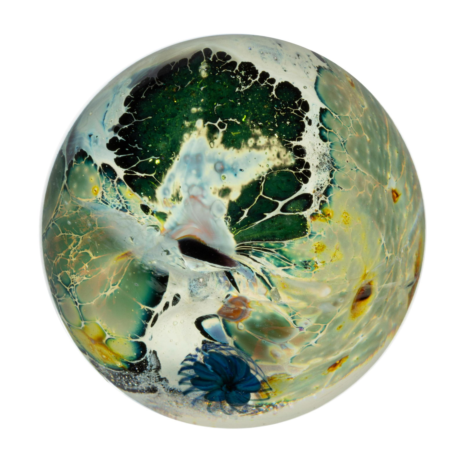 JOSH SIMPSON (AMERICAN, B. 1949) ATTRIBUTED INHABITED PLANET MARBLE, (1 of 2)