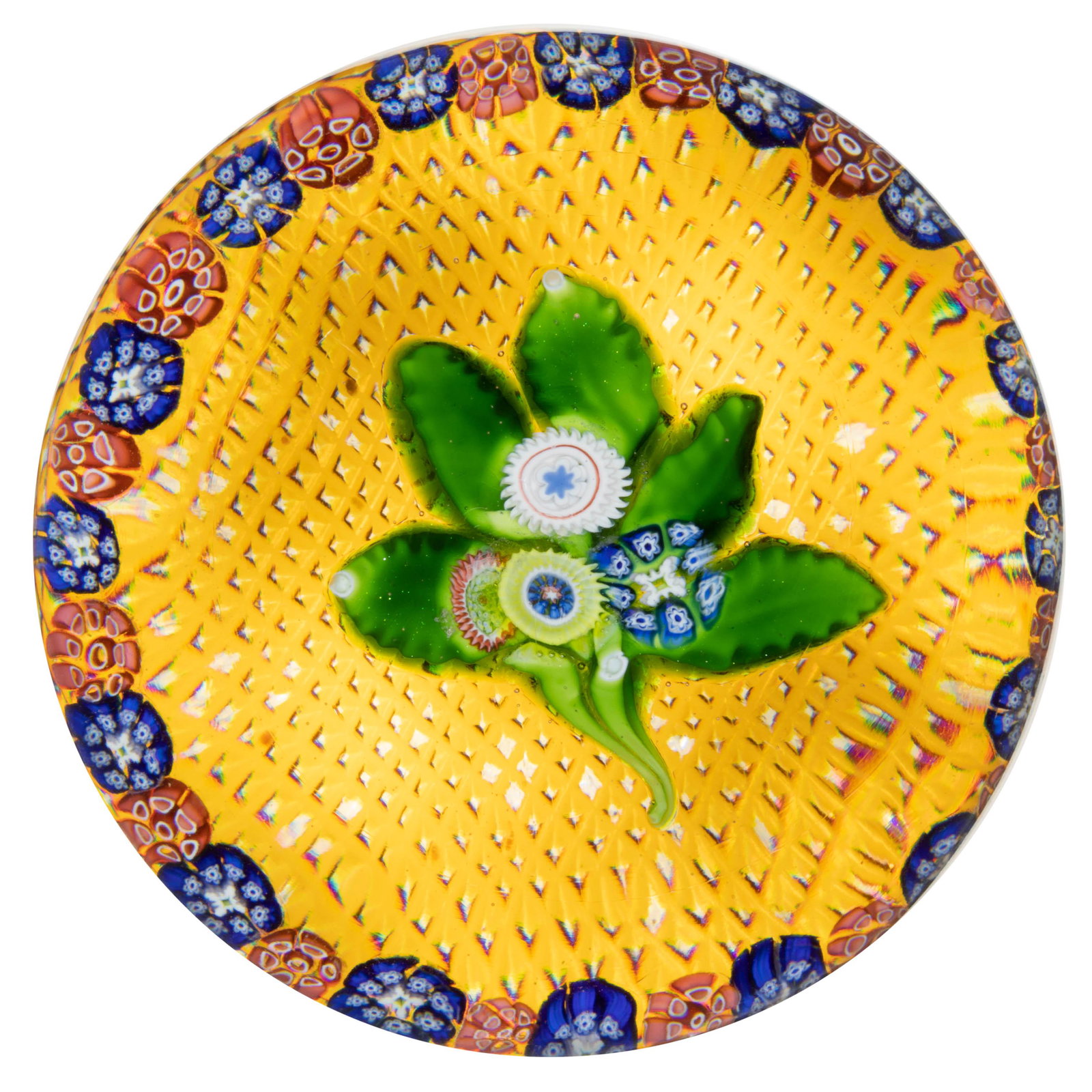 ANTIQUE SAINT-LOUIS NOSEGAY MILLEFIORI AND LAMPWORK ART GLASS PAPERWEIGHT, (1 of 2)