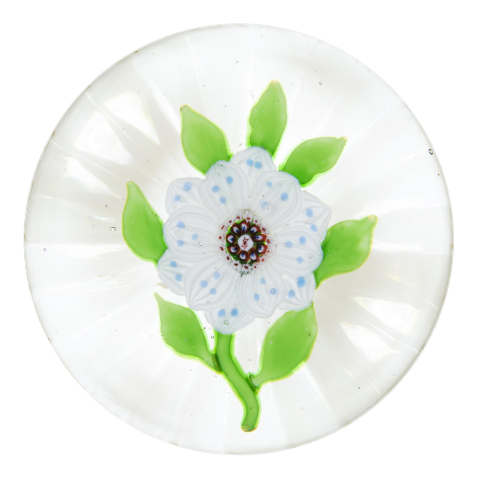 ANTIQUE BACCARAT WHEATFLOWER LAMPWORK ART GLASS PAPERWEIGHT, (1 of 2)