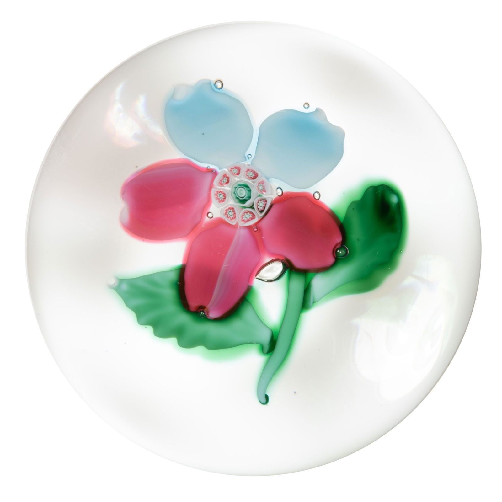 ANTIQUE SANDWICH WEEDFLOWER LAMPWORK ART GLASS PAPERWEIGHT, (1 of 2)