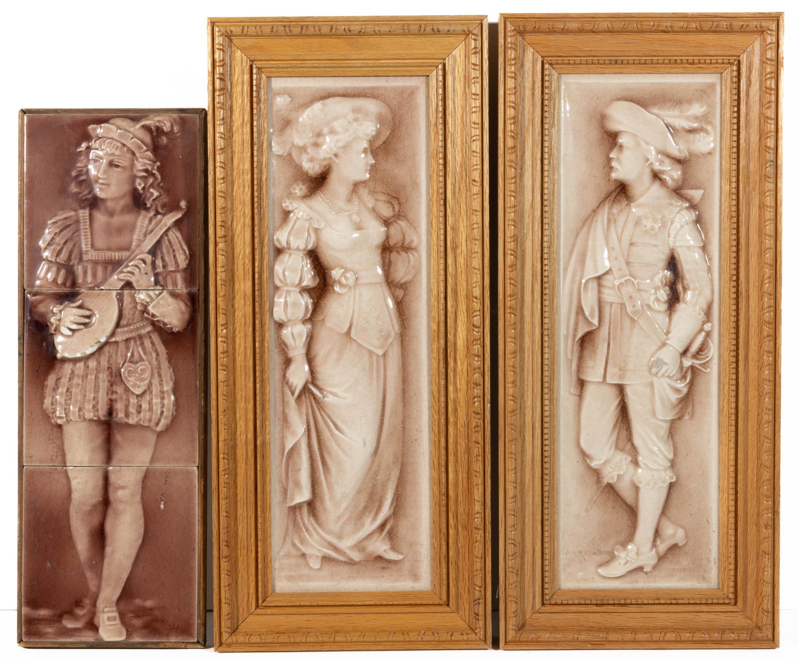 AMERICAN OHIO AND NEW JERSEY FRAMED POTTERY TILES, LOT OF THREE, (1 of 4)