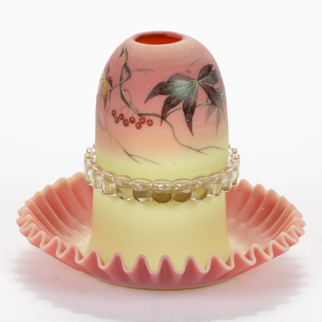 WEBB "WOODBINE" DECORATED BURMESE FAIRY LAMP, (1 of 1)