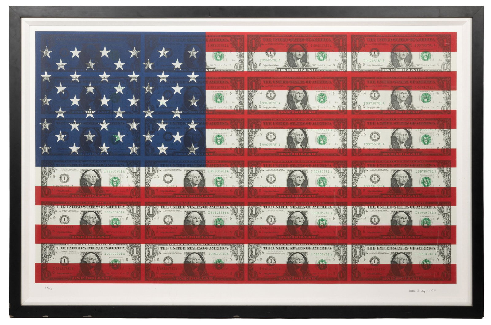 STEVEN B. GAGNON (AMERICAN, B. 1973) $1 U.S. FLAG PRINT, (1 of 3)