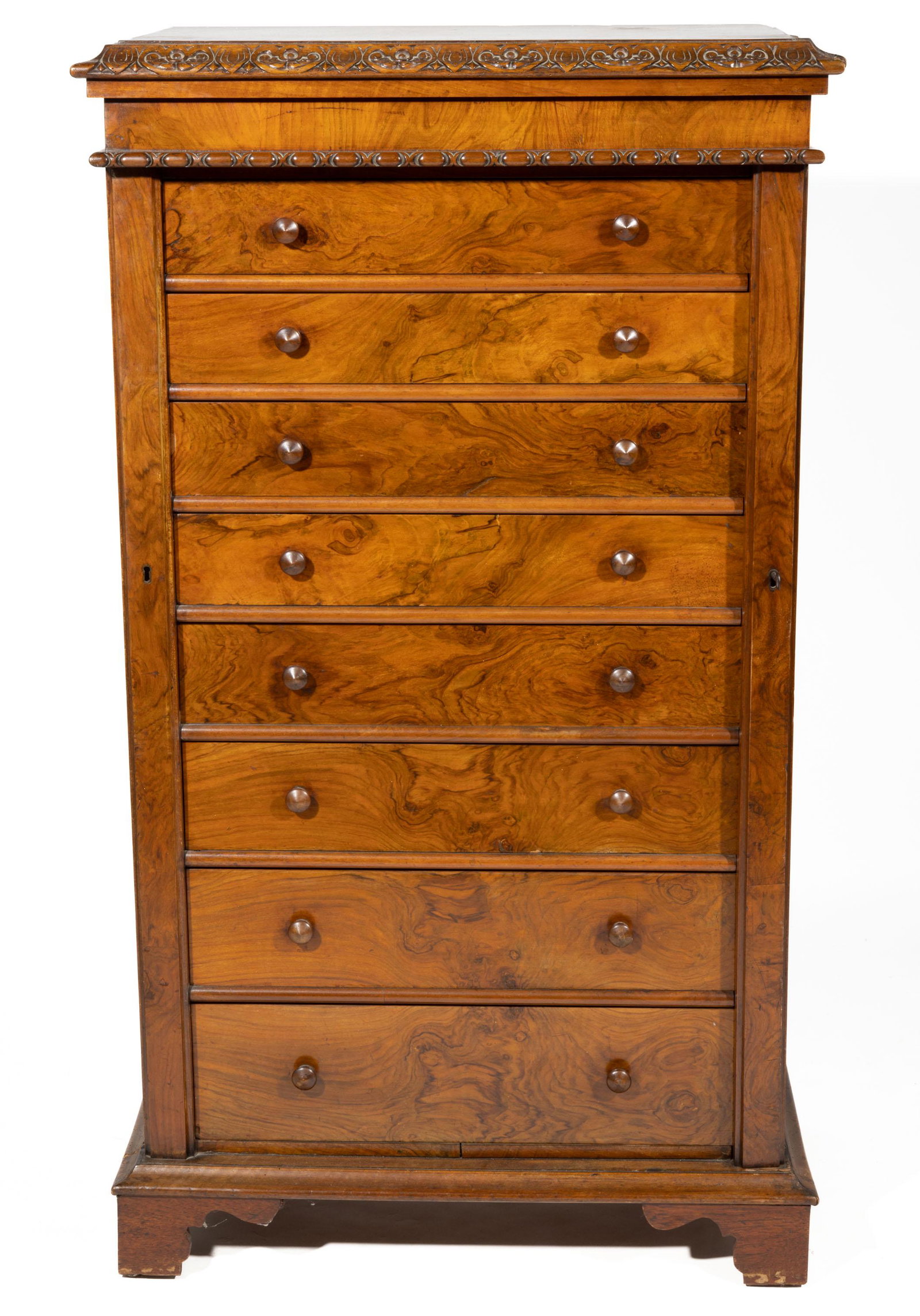 CONTINENTAL ROSEWOOD SIDE-LOCK HIGH CHEST OF DRAWERS, (1 of 5)