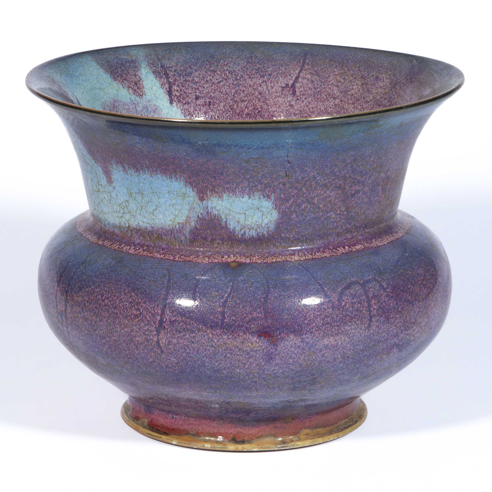 CHINESE EXPORT PORCELAIN MING-STYLE JUN WARE FLOWER POT, (1 of 6)