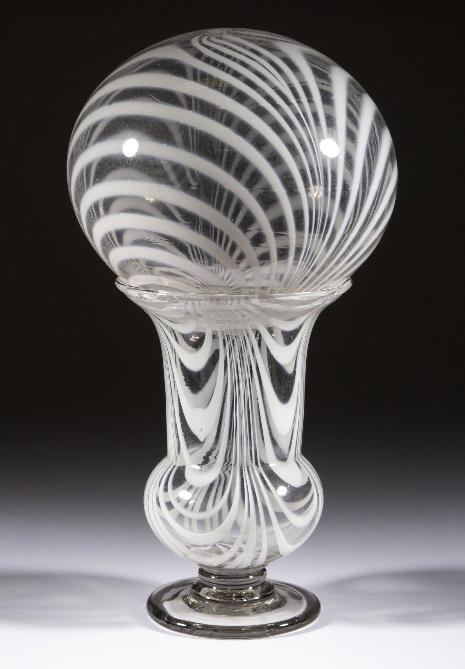 FREE-BLOWN MARBRIE LOOP GLASS VASE WITH MATCHING WITCH BALL (1 of 3)