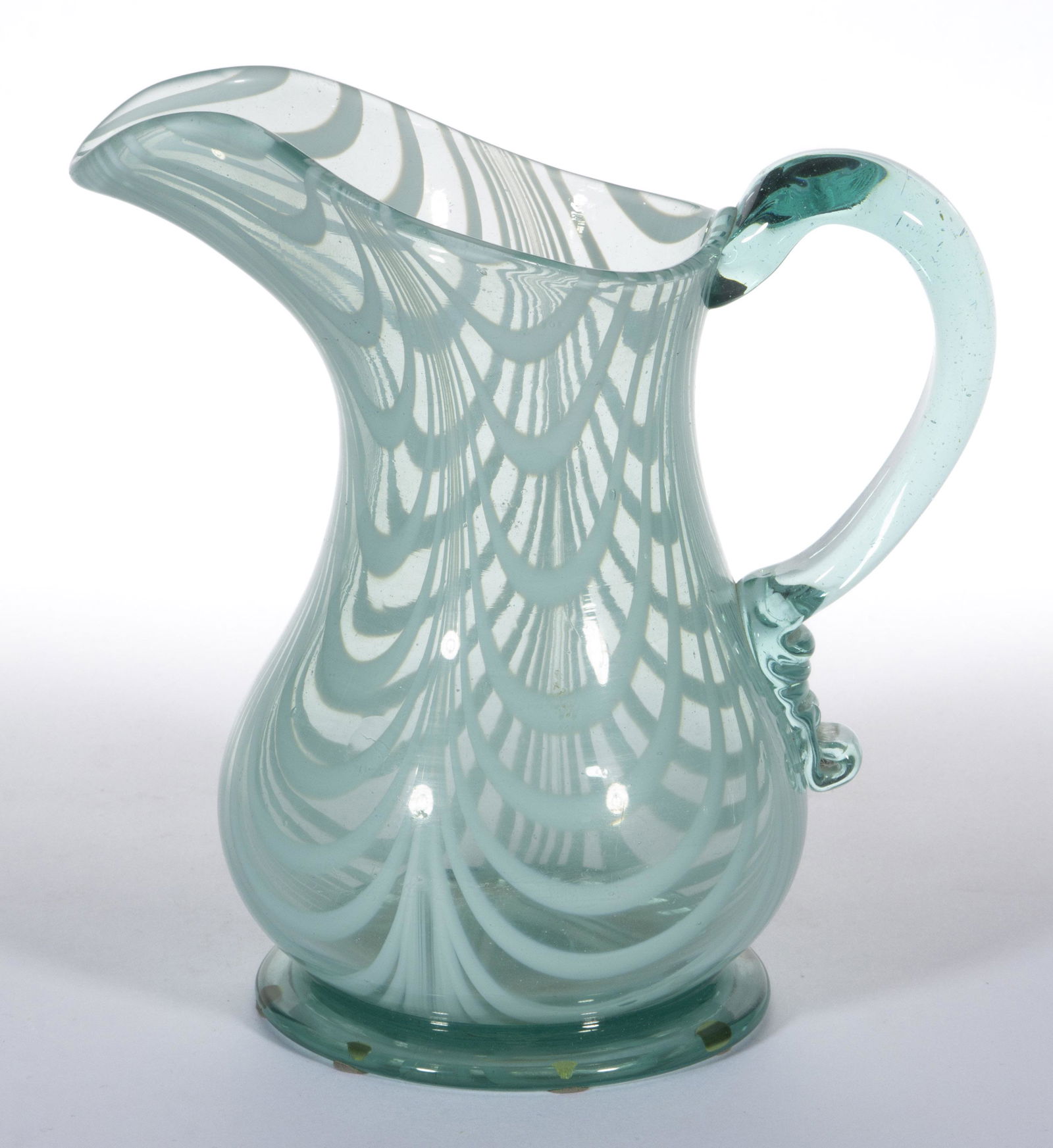 FREE-BLOWN MARBRIE LOOP PITCHER (1 of 5)