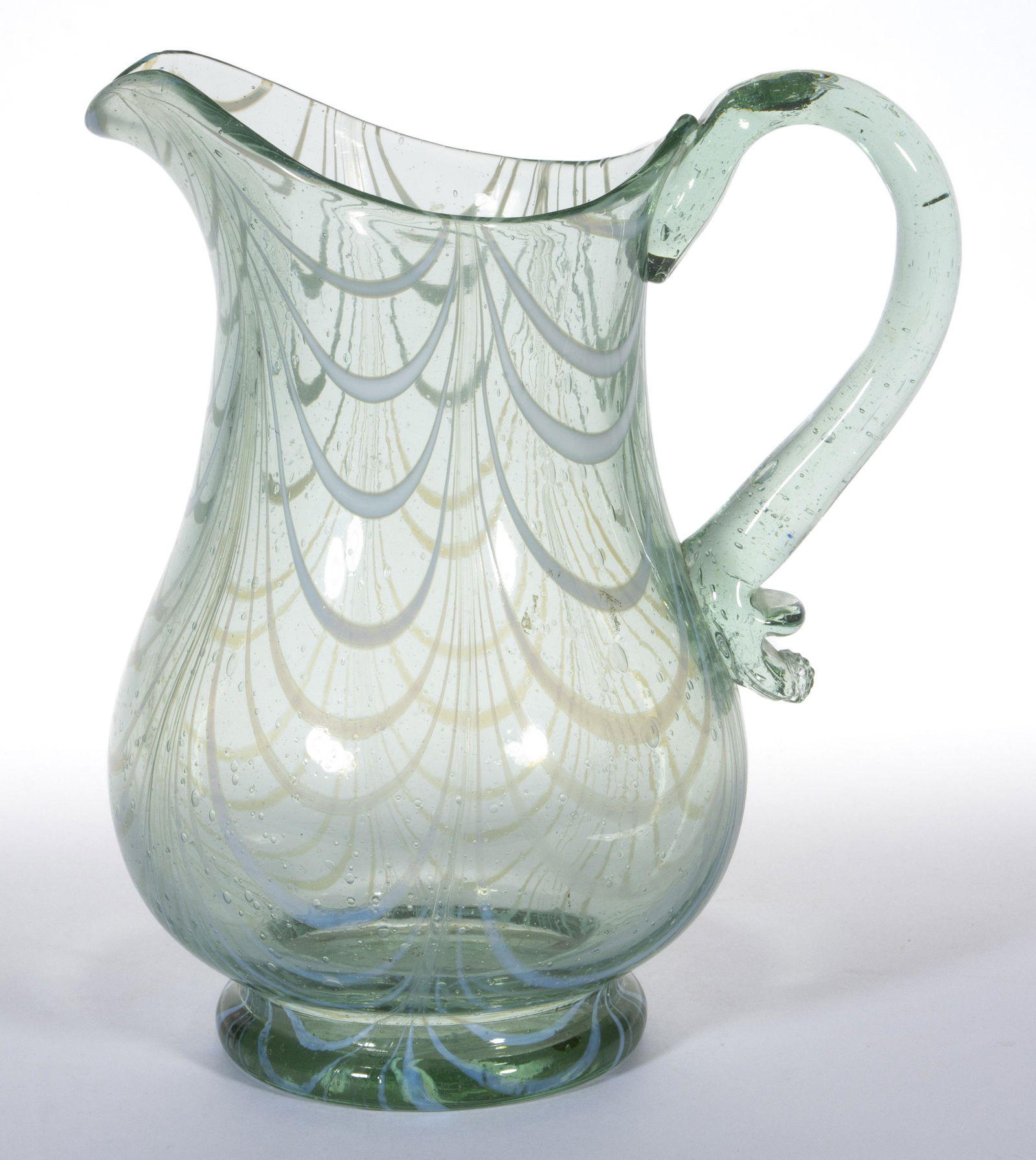 FREE-BLOWN MARBRIE LOOP WATER PITCHER (1 of 5)