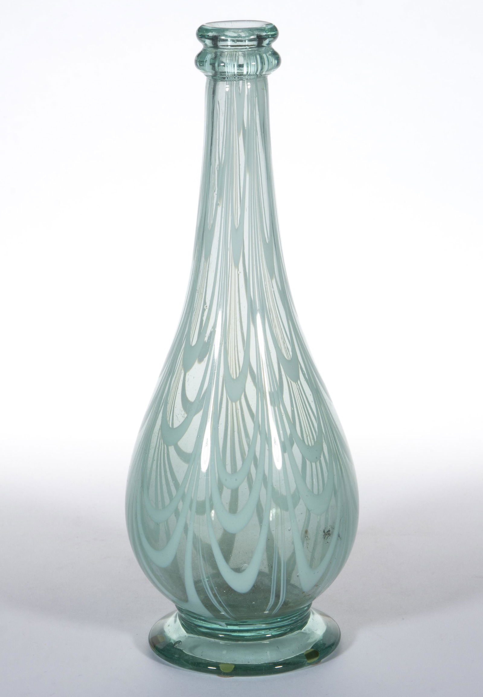 FREE-BLOWN MARBRIE LOOP FOOTED BOTTLE (1 of 3)