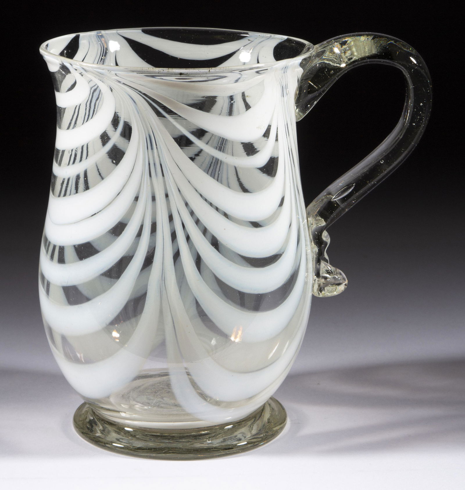 FREE-BLOWN MARBRIE-LOOP DECORATED PITCHER (1 of 2)