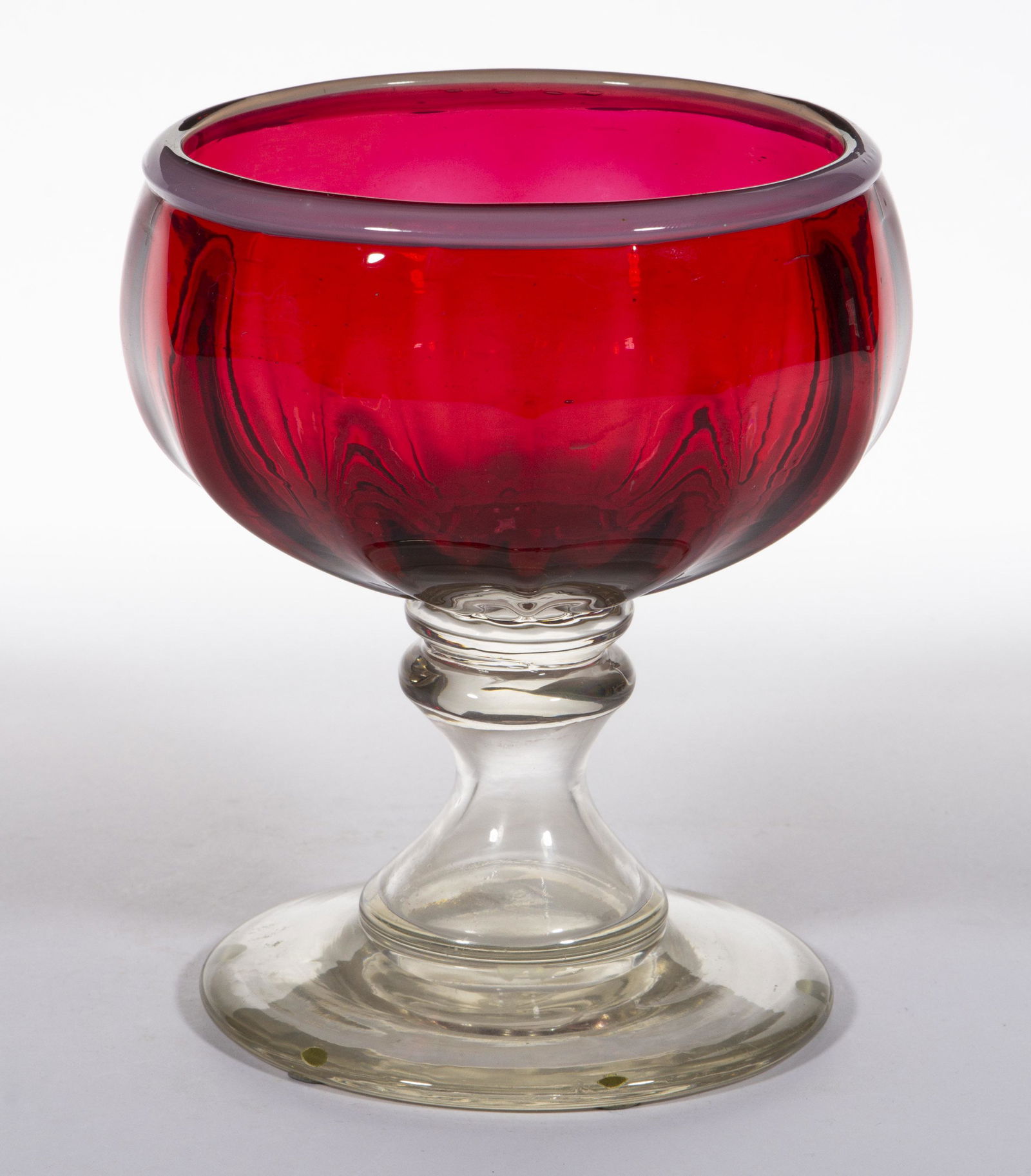 FREE-BLOWN PATTERN-MOLDED GLASS FOOTED BOWL (1 of 1)