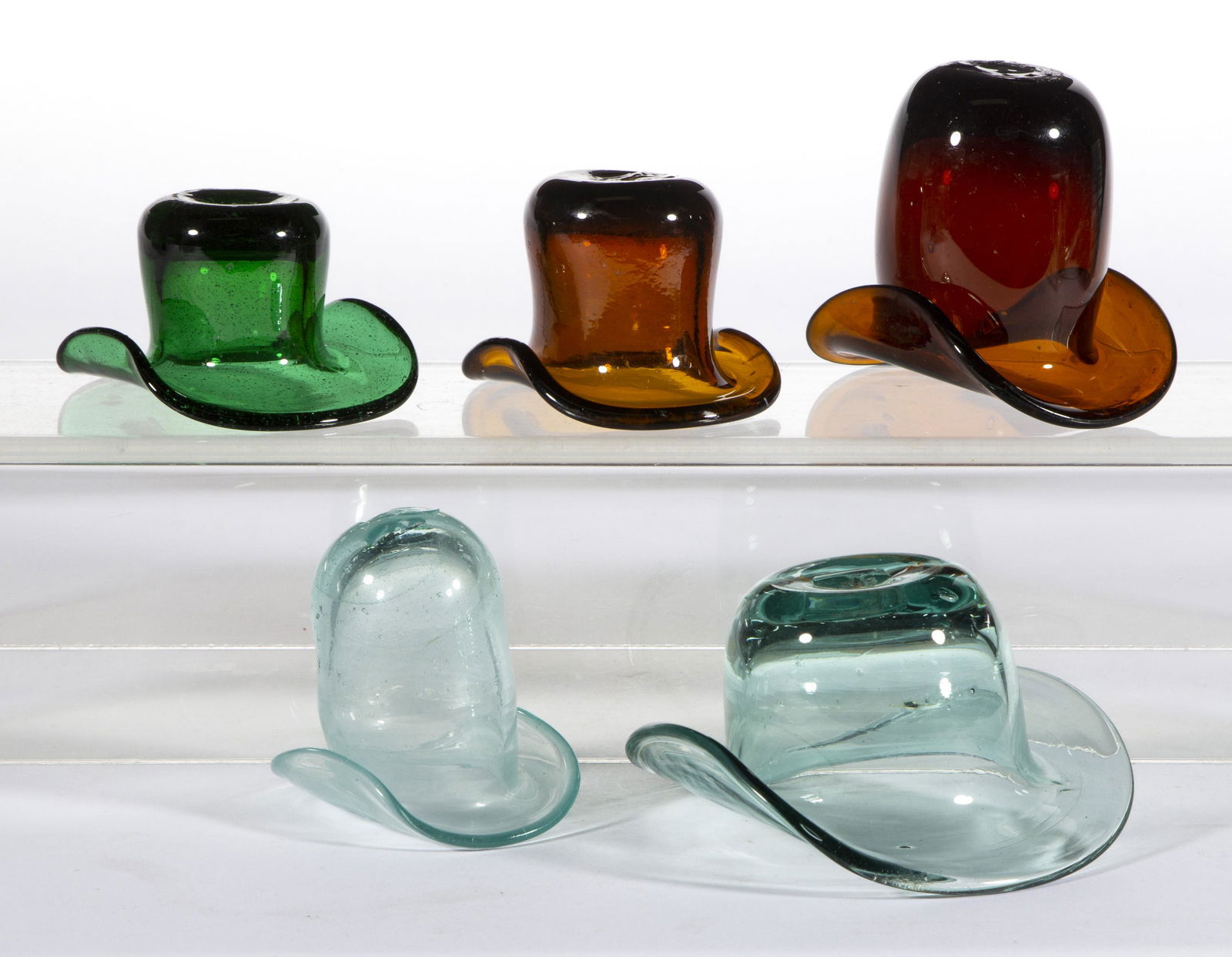 ASSORTED FREE-BLOWN FIGURAL HATS, LOT OF FIVE (1 of 1)