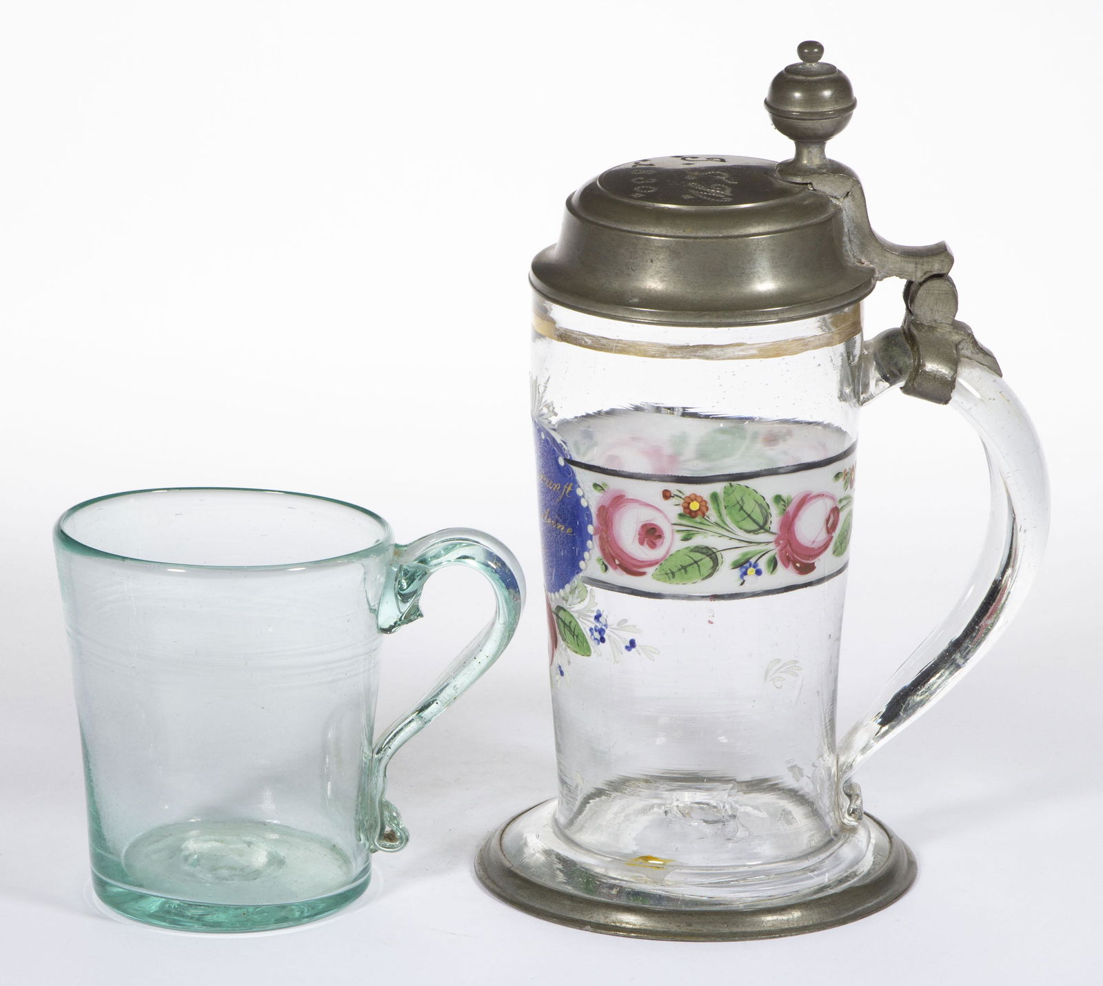 ASSORTED FREE-BLOWN GLASS DRINKING ARTICLES, LOT OF TWO (1 of 4)