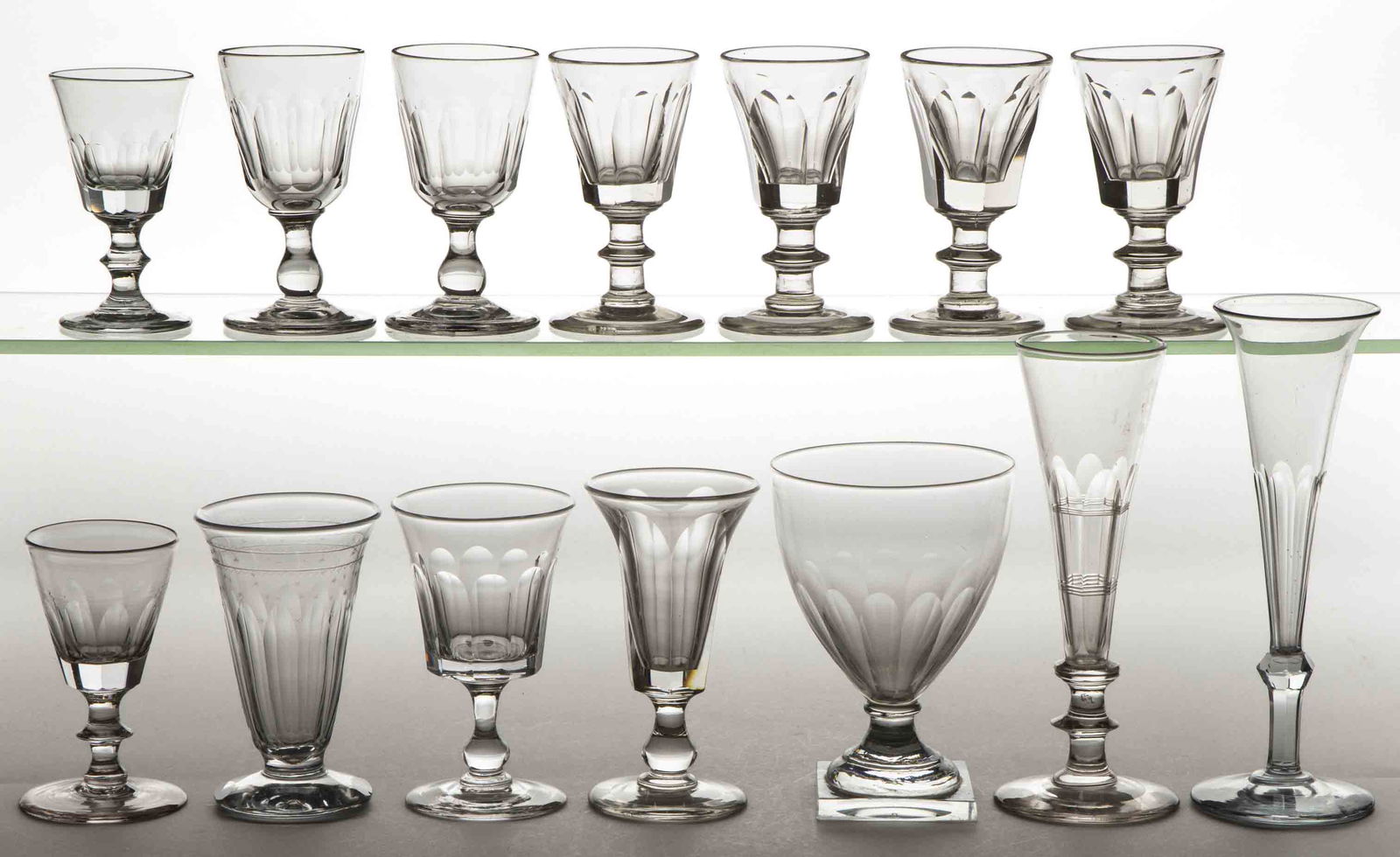 ASSORTED BLOWN AND CUT GLASS DRINKING ARTICLES, LOT OF 14 (1 of 1)