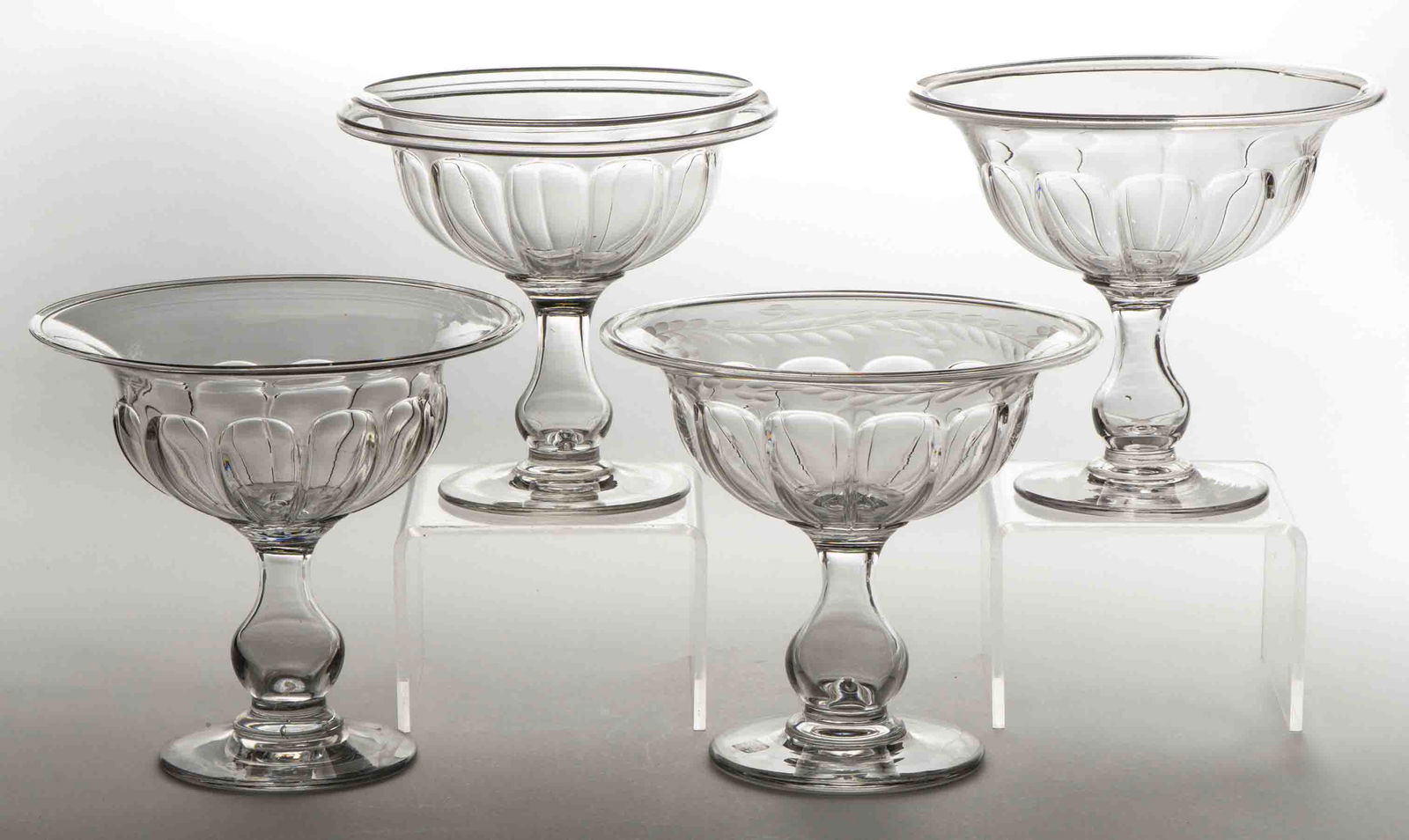 PATTERN-MOLDED OPEN COMPOTES, LOT OF FOUR (1 of 1)