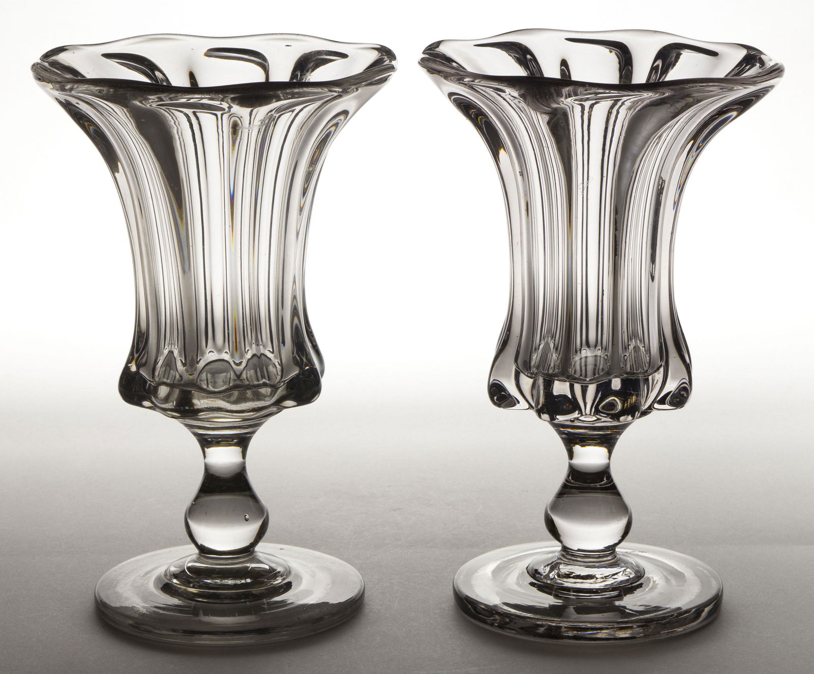 PILLAR-MOLDED GLASS PAIR OF CELERY VASES (1 of 1)