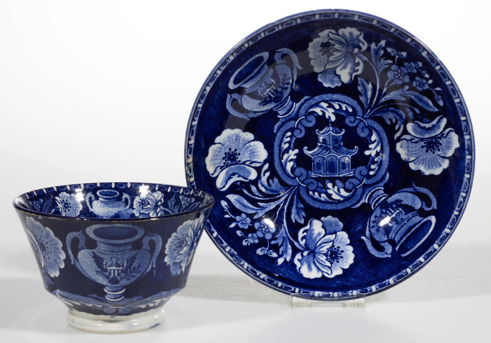 STAFFORDSHIRE AMERICAN HISTORICAL TRANSFER-PRINTED CERAMIC CUP AND SAUCER (1 of 2)