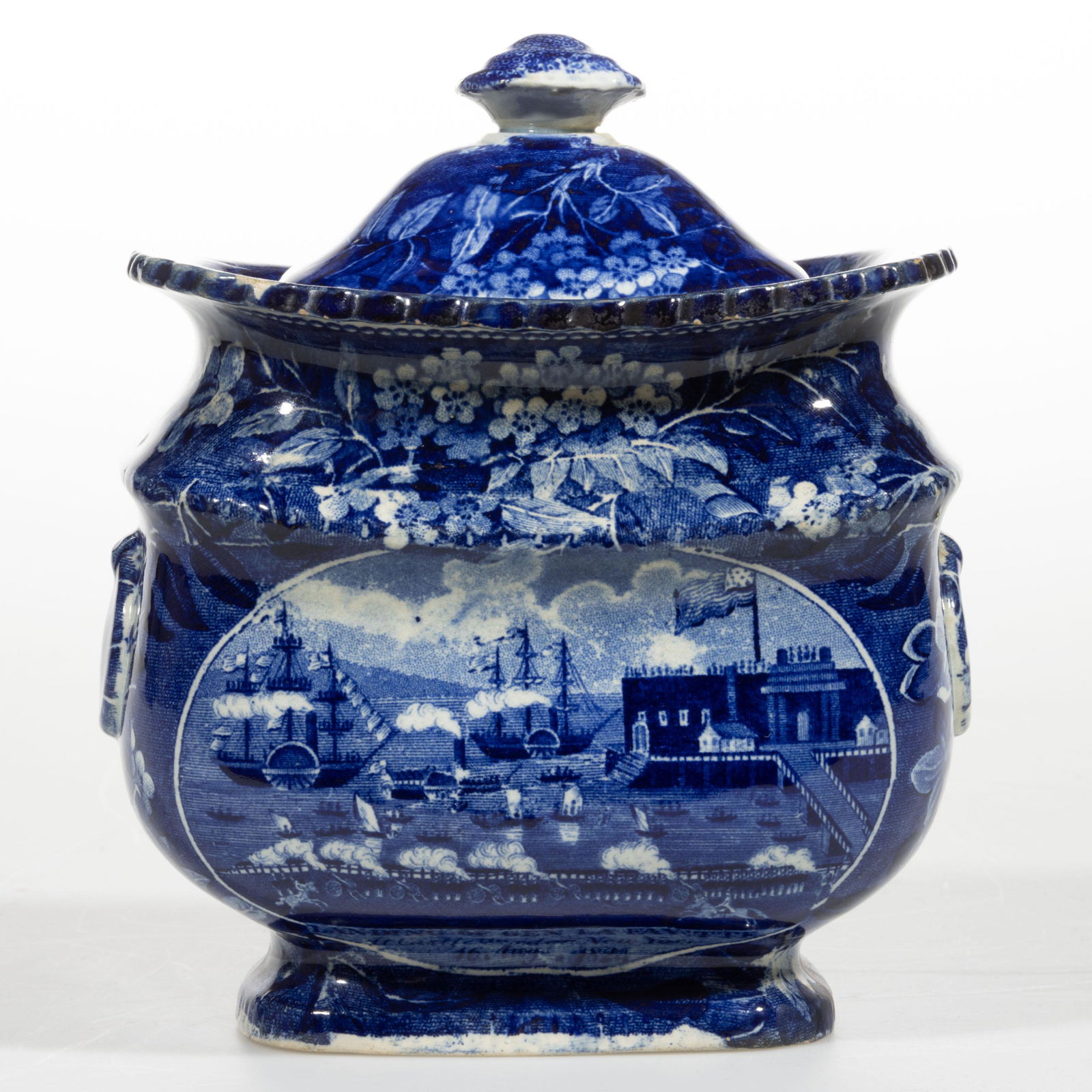 STAFFORDSHIRE AMERICAN HISTORICAL TRANSFER-PRINTED CERAMIC SUGAR BOWL (1 of 6)