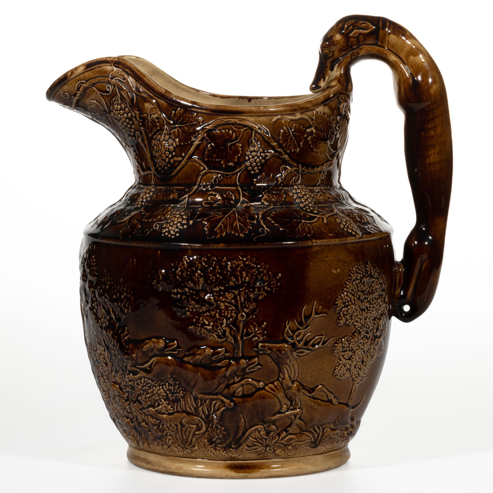 STAMPED AMERICAN POTTERY COMPANY ROCKINGHAM GLAZE POTTERY PITCHER (1 of 5)