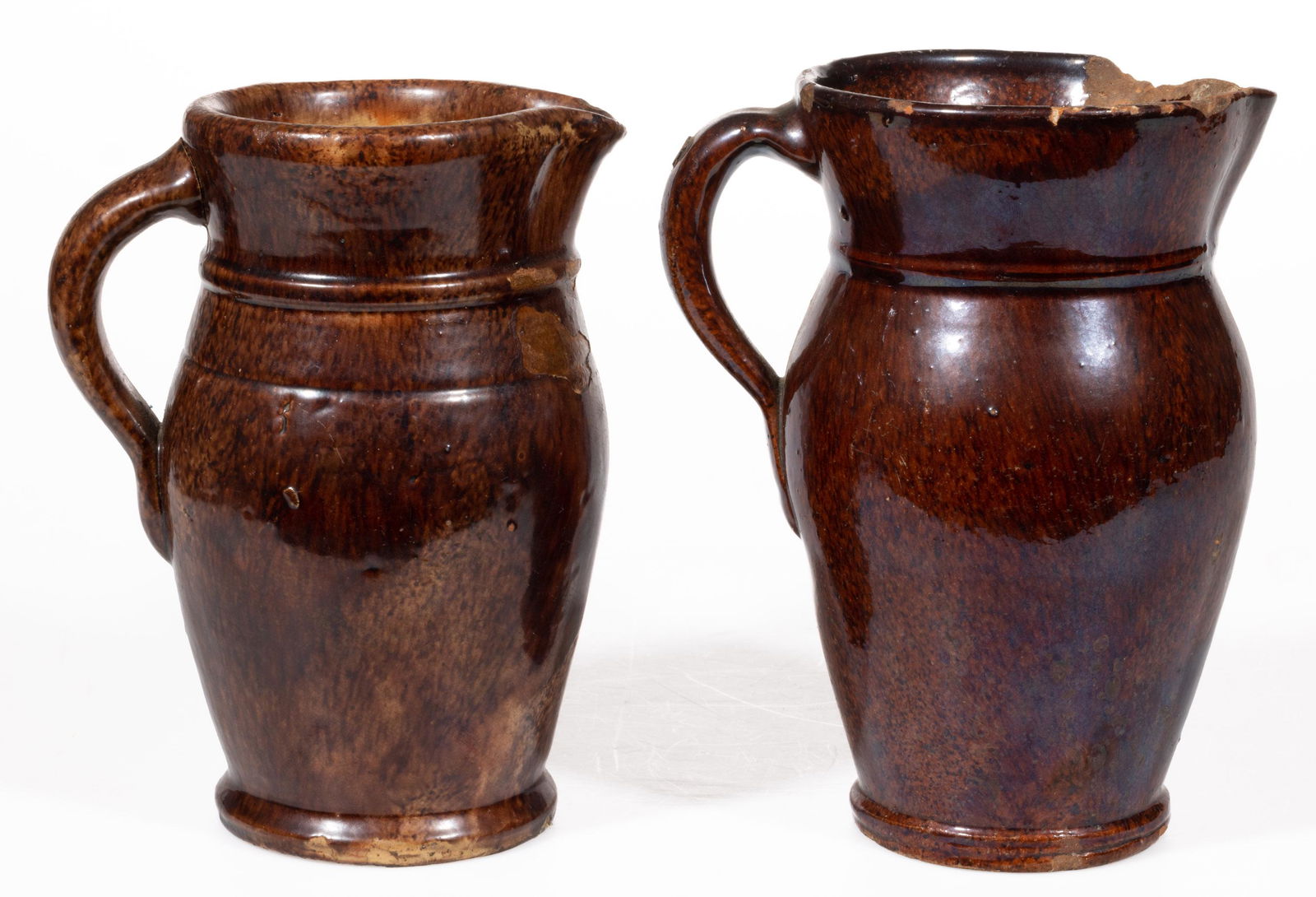 STRASBURG, SHENANDOAH VALLEY OF VIRGINIA EARTHENWARE / REDWARE PITCHERS, LOT OF TWO (1 of 5)