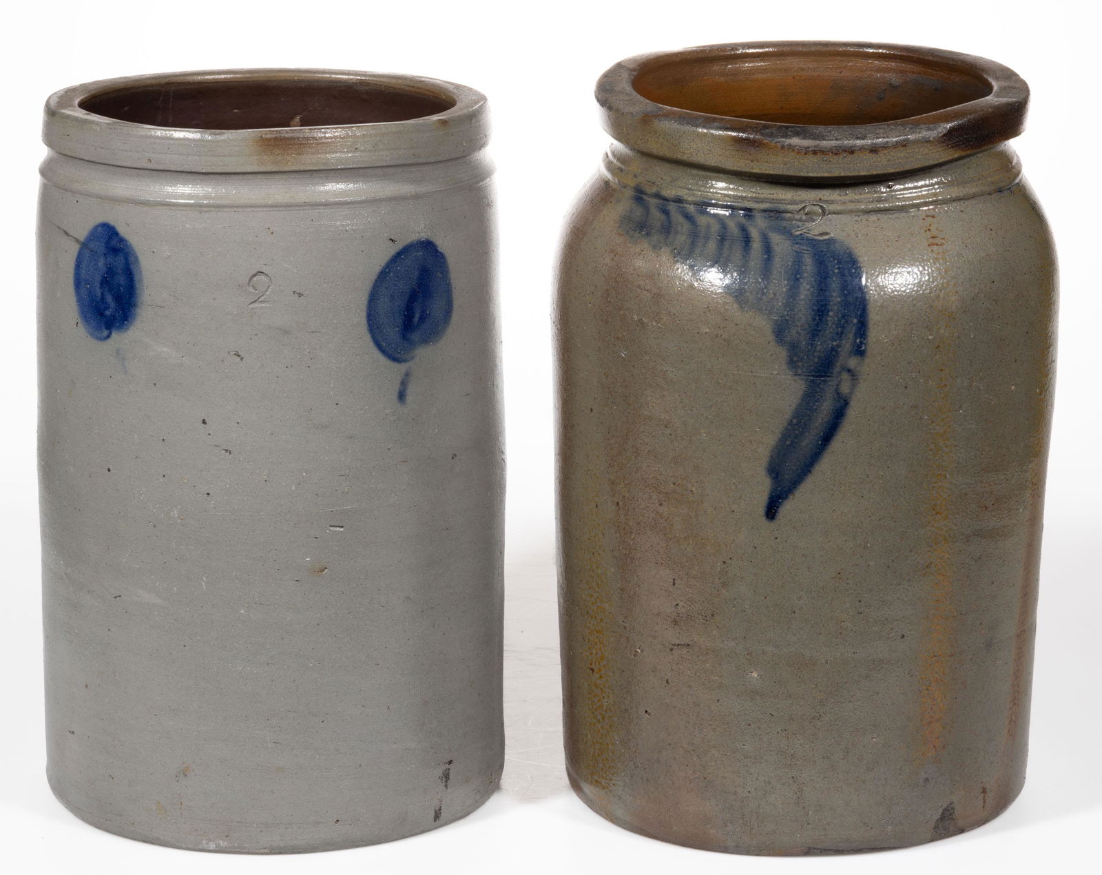 VIRGINIA ATTRIBUTED DECORATED STONEWARE JARS, LOT OF TWO (1 of 5)