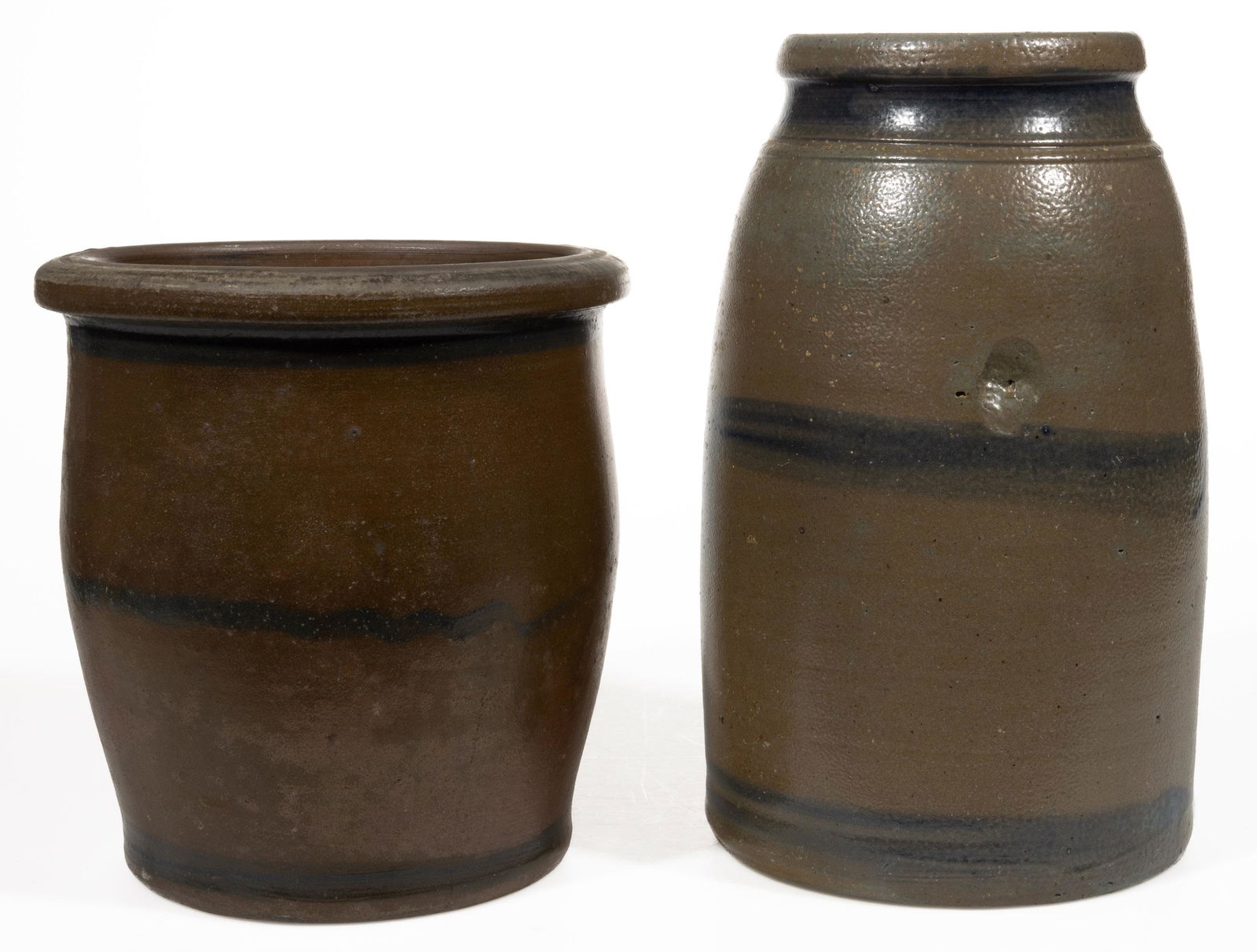 WESTERN PENNSYLVANIA DECORATED STONEWARE JARS, LOT OF TWO (1 of 5)