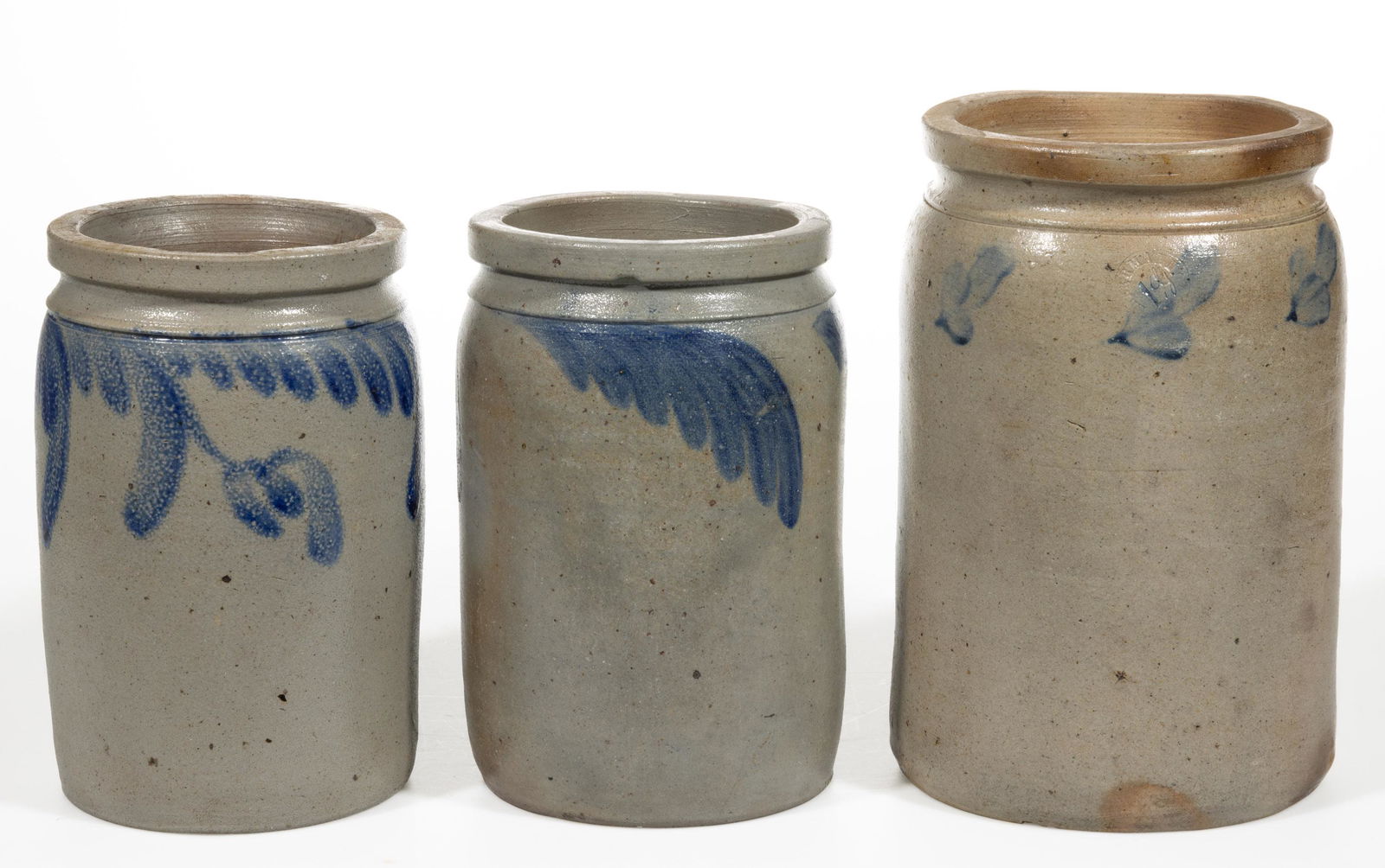 BALTIMORE, MARYLAND DECORATED STONEWARE JARS, LOT OF THREE (1 of 4)