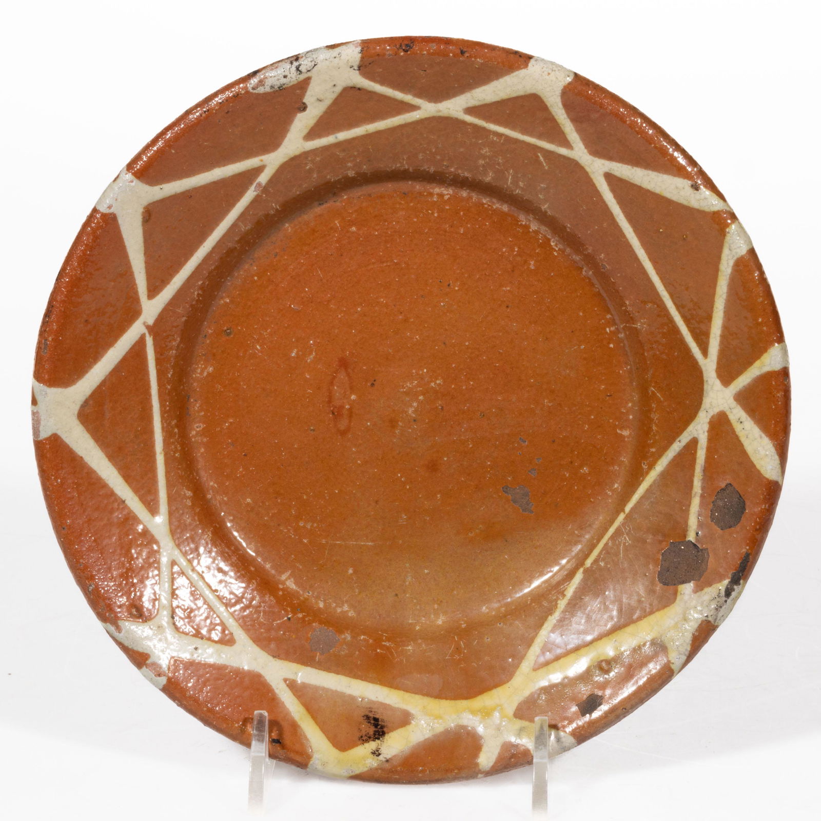 AMERICAN DECORATED EARTHENWARE / REDWARE SMALL PLATE (1 of 2)