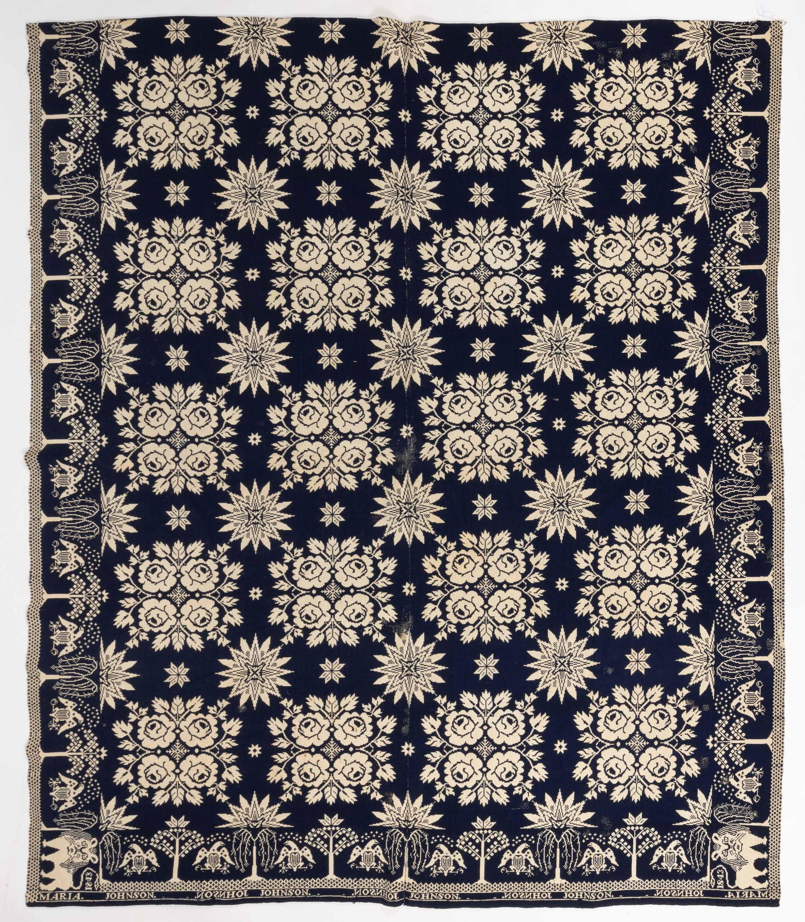 NEW YORK ATTRIBUTED DATED DOUBLE WEAVE COVERLET (1 of 6)