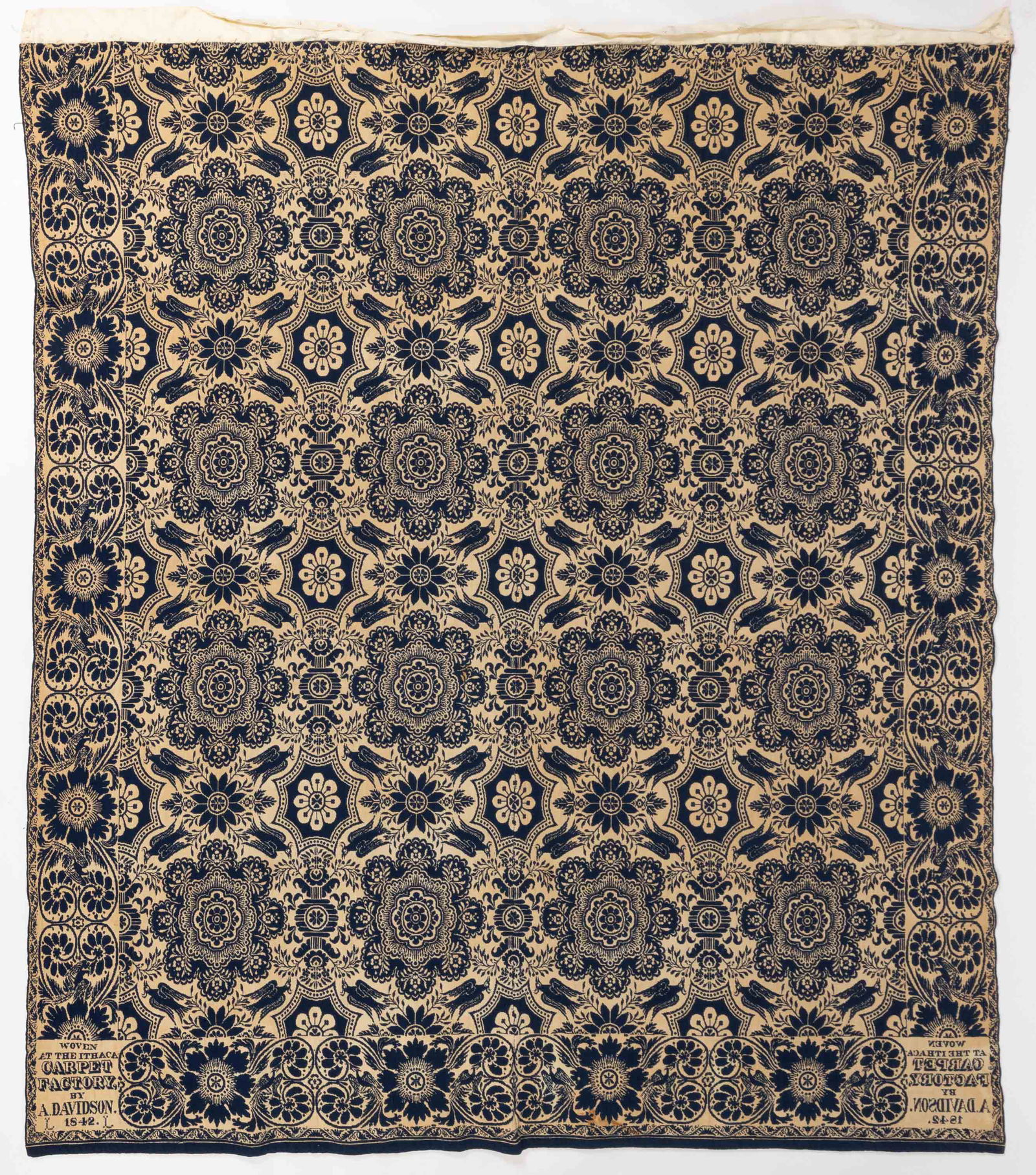 ITHACA, NEW YORK SIGNED AND DATED DOUBLE WEAVE COVERLET (1 of 6)