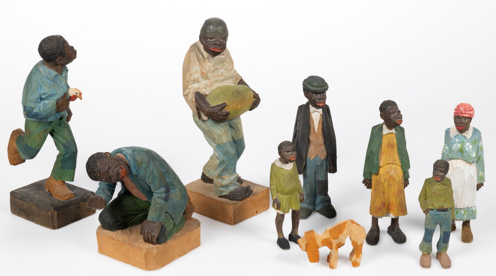 ADRIAN R. WOODALL (MISSOURI / FLORIDA, 1888-1969) SOUTHERN BLACK AMERICANA FOLK ART CARVED AND (1 of 6)