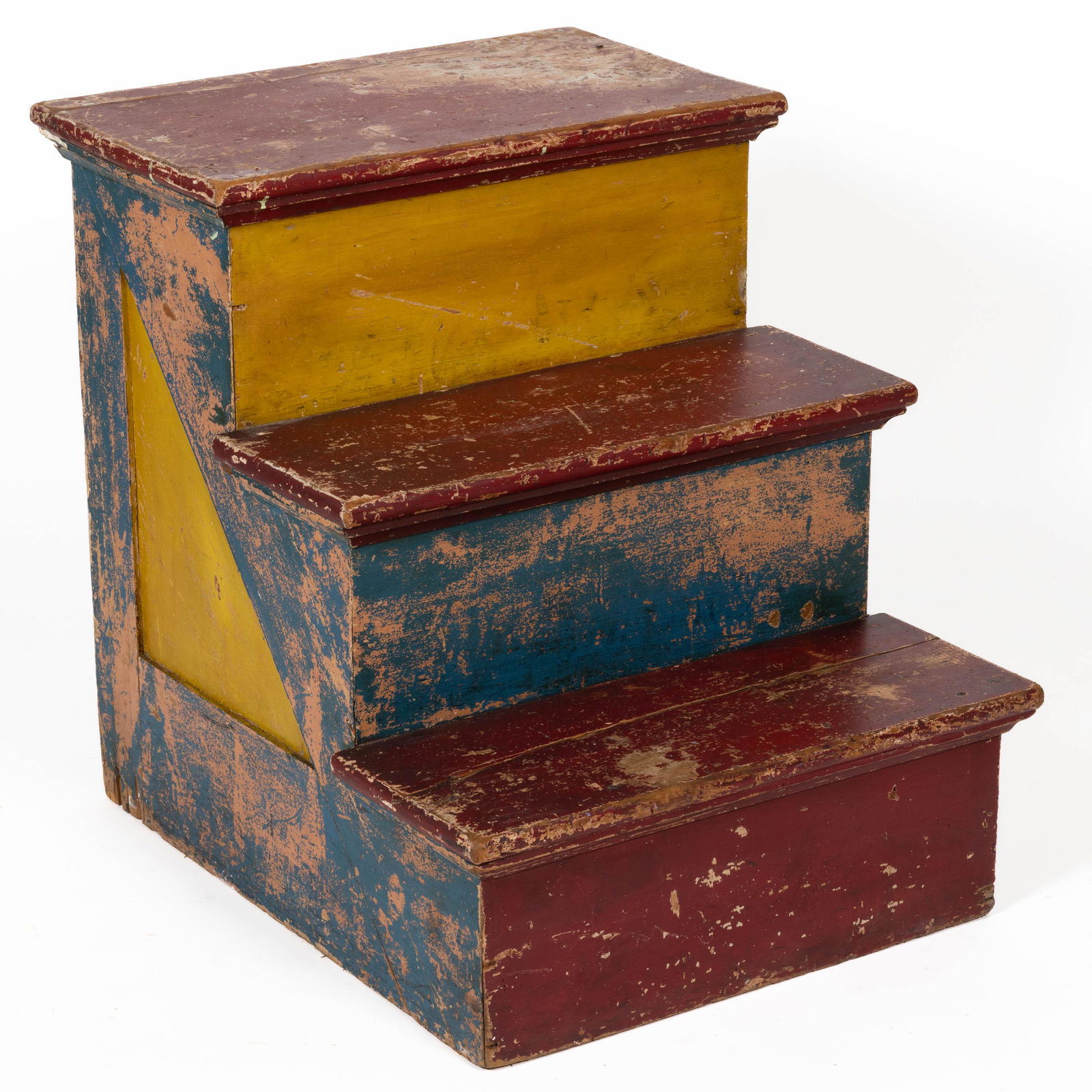 AMERICAN FOLK ART PAINTED PINE CIRCUS / CARNIVAL STEPS (1 of 4)