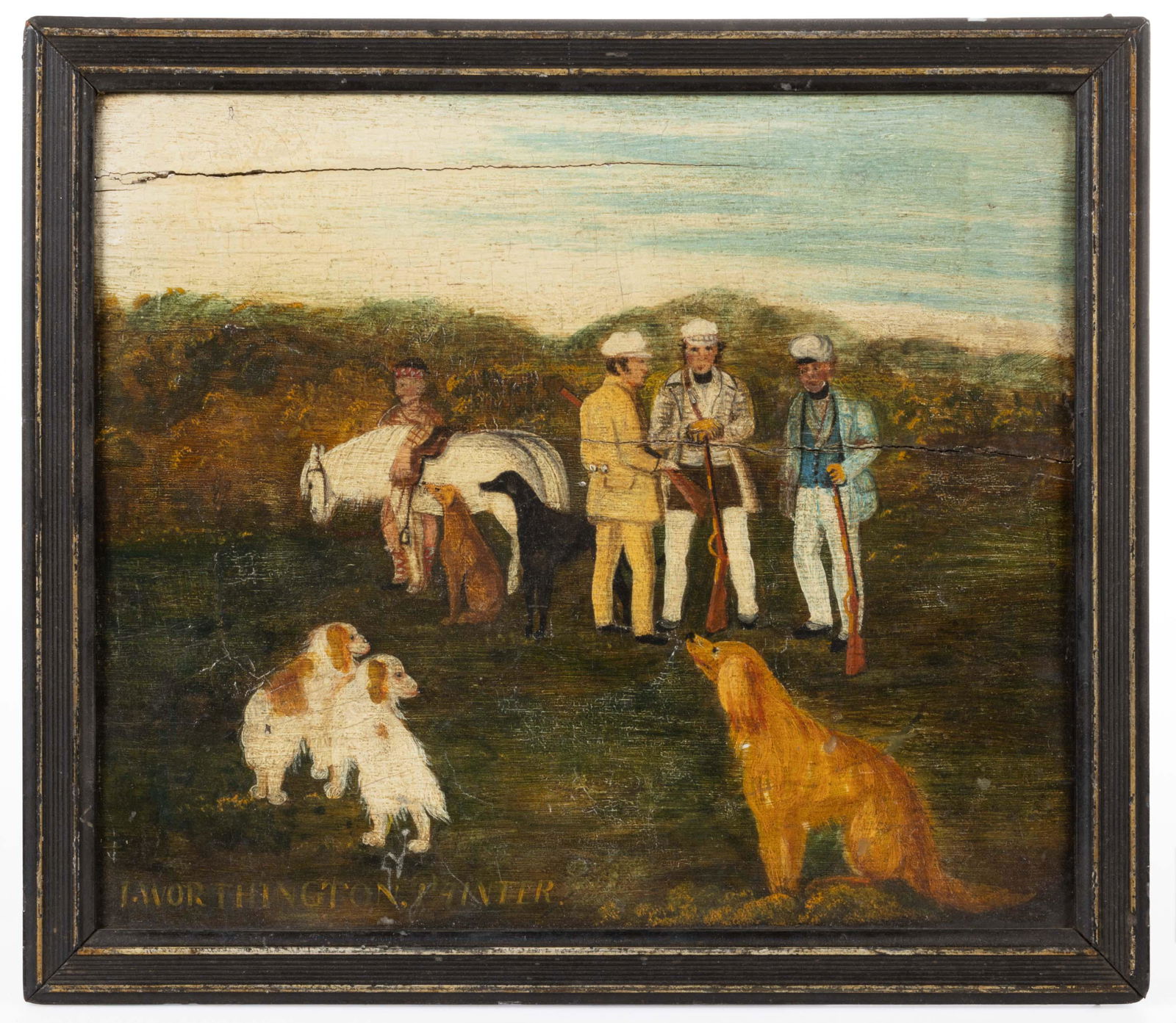 BRITISH SCHOOL (19TH CENTURY) FOLK ART HUNTING / SPORTING SCENE (1 of 5)